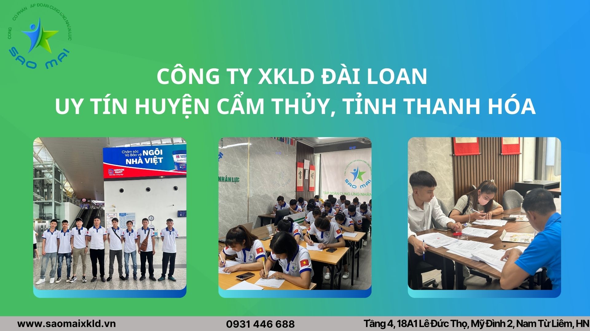 Xuất khẩu lao động Đài Loan uy tín, phí rẻ với các đơn hàng tốt nhất tại Huyện Cẩm Thủy, tỉnh Thanh Hóa