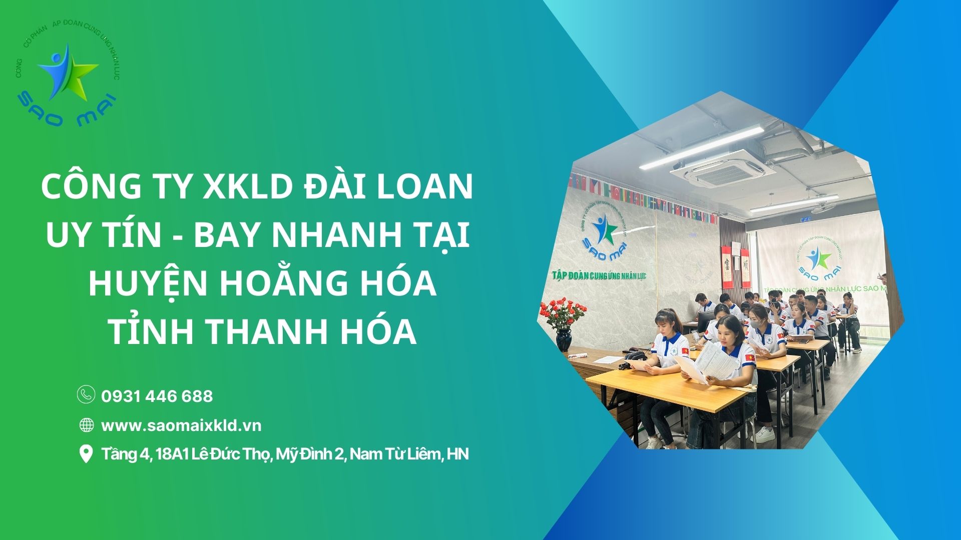 Xuất khẩu lao động Đài Loan uy tín, phí rẻ với các đơn hàng tốt nhất tại huyện HOẰNG HÓA, tỉnh THANH HÓA