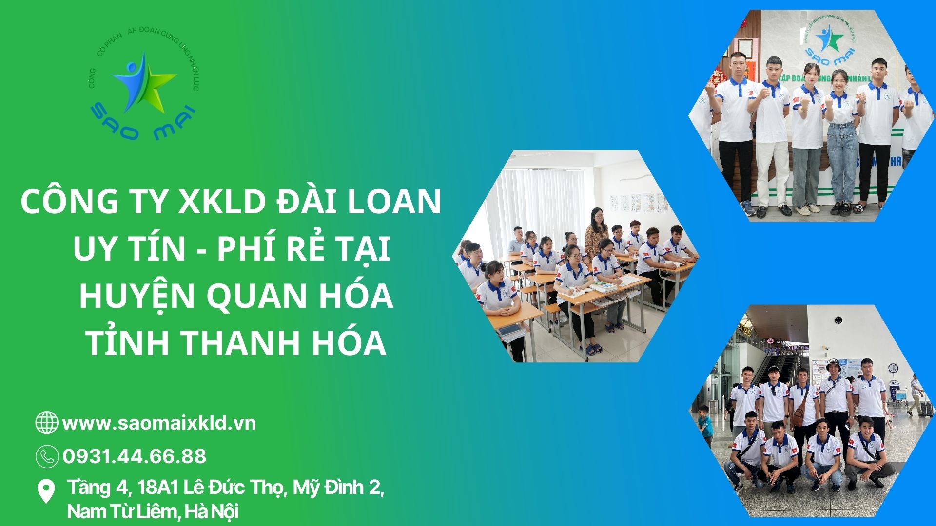 Xuất khẩu lao động Đài Loan uy tín, phí rẻ với các đơn hàng tốt nhất tại huyện QUAN HÓA, tỉnh THANH HÓA