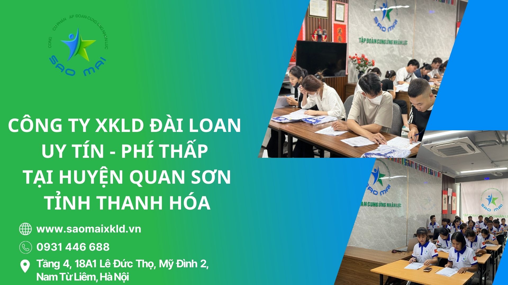 Xuất khẩu lao động Đài Loan uy tín, phí rẻ với các đơn hàng tốt nhất tại huyện QUAN SƠN, tỉnh THANH HÓA