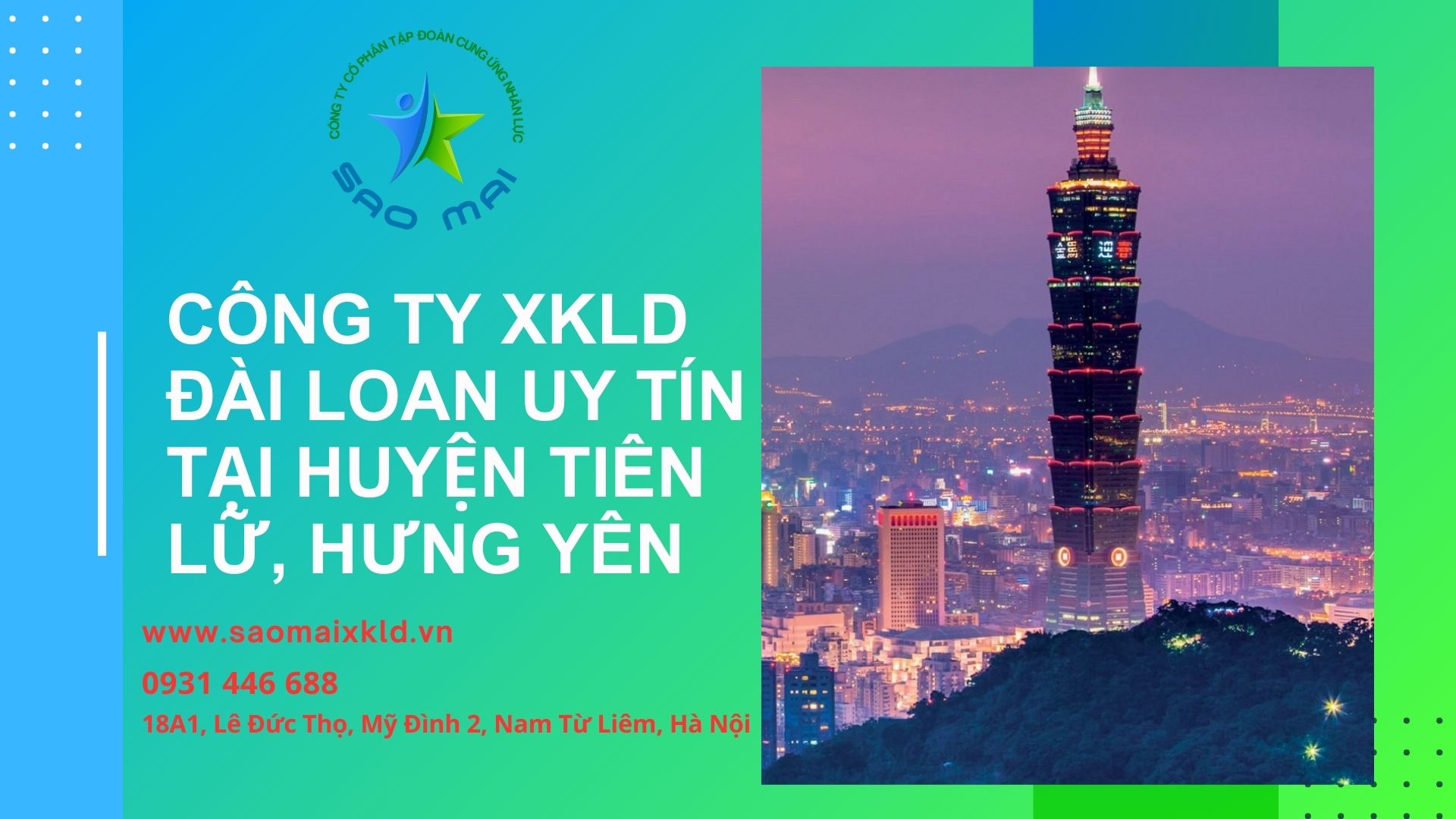 Công ty xuất khẩu lao động Đài Loan uy tín, chi phí thấp tại huyện TIÊN LỮ, tỉnh Hưng Yên