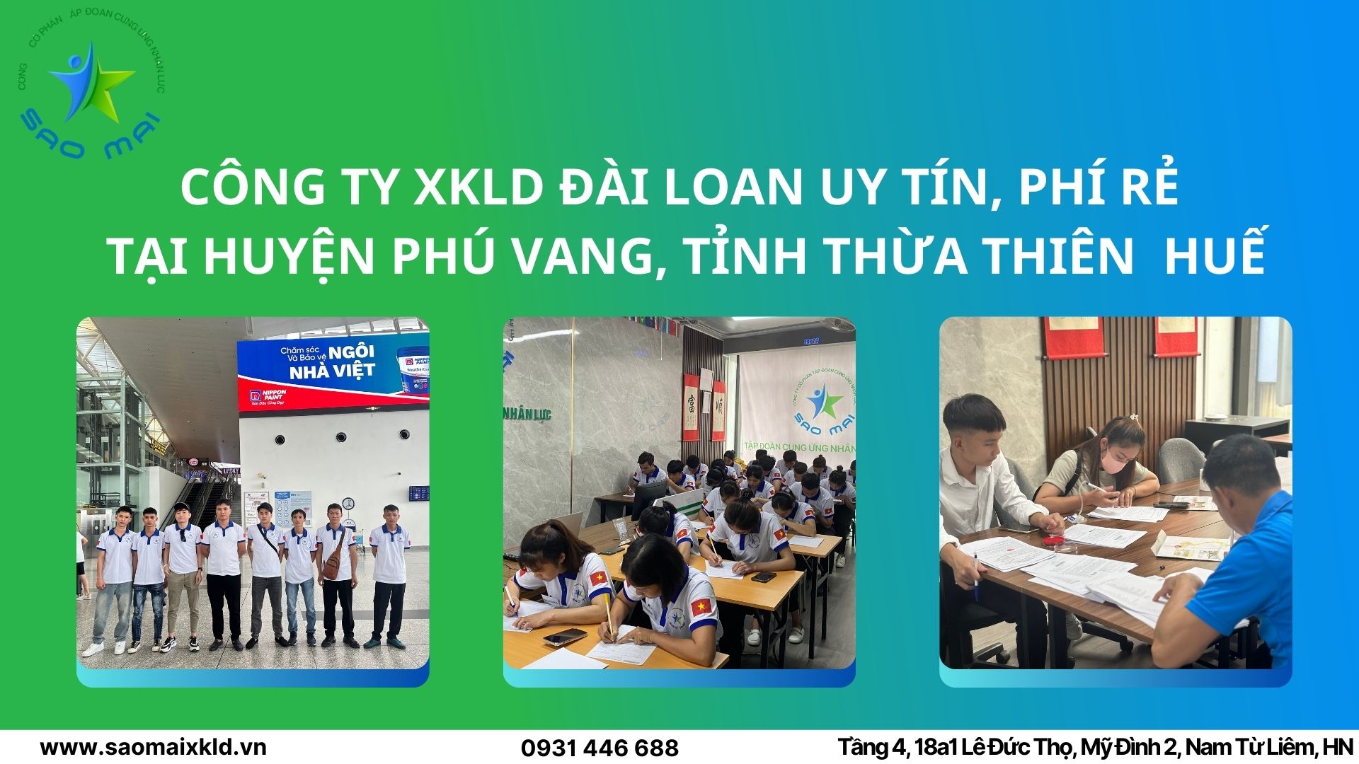 Công ty XKLD Đài Loan UY TÍN, PHÍ RẺ tại huyện Phú Vang, tỉnh Thừa Thiên Huế