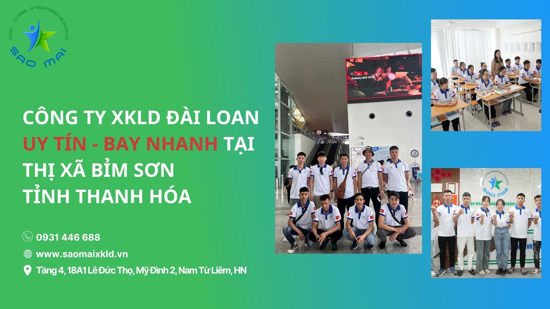 Xuất khẩu lao động Đài Loan uy tín, phí rẻ với các đơn hàng tốt nhất tại Thị xã Bỉm Sơn, tỉnh Thanh Hóa