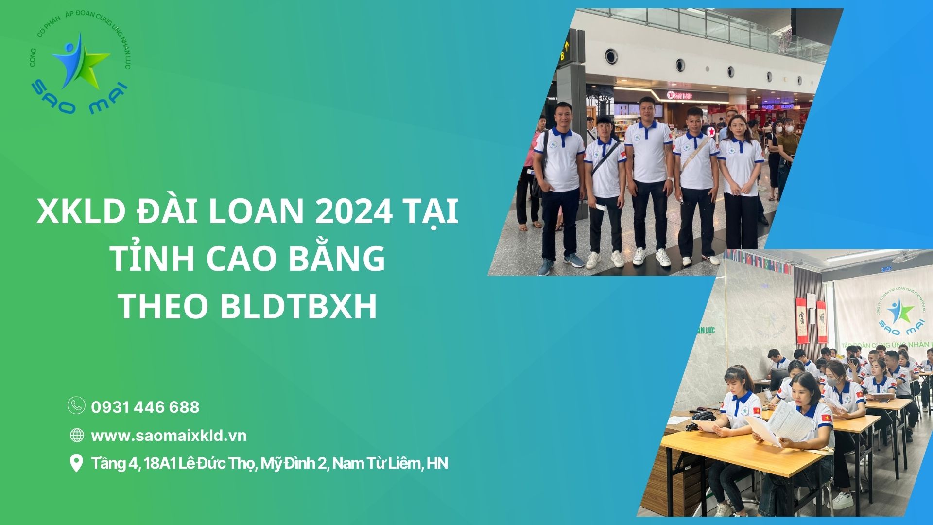 Xuất khẩu lao động Đài Loan 2024 UY TÍN, BAY NHANH tại tỉnh CAO BẰNG theo bldtbxh