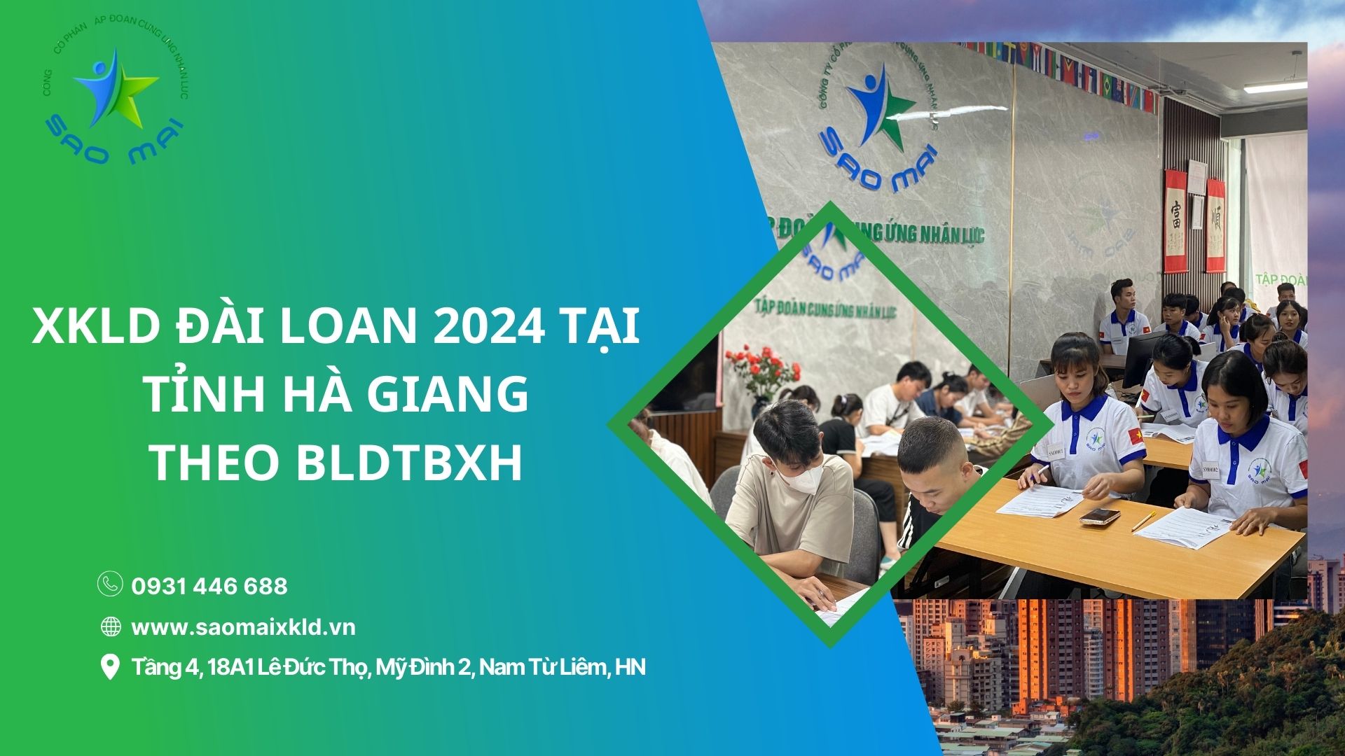 Xuất khẩu lao động Đài Loan 2024 UY TÍN, BAY NHANH tại tỉnh HÀ GIANG theo bldtbxh