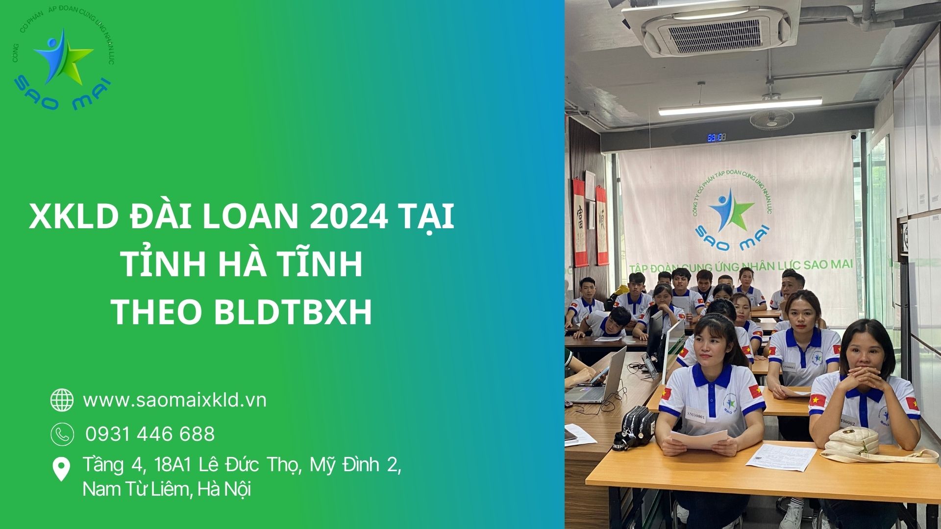 Xuất khẩu lao động Đài Loan 2024 UY TÍN, BAY NHANH tại tỉnh HÀ TĨNH theo bldtbxh