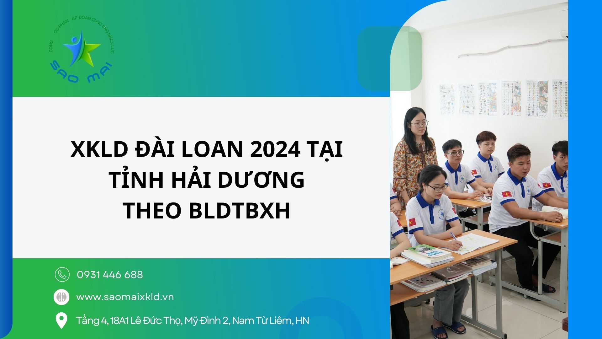 Xuất khẩu lao động Đài Loan 2024 UY TÍN, BAY NHANH tại tỉnh HẢI DƯƠNG theo bldtbxh