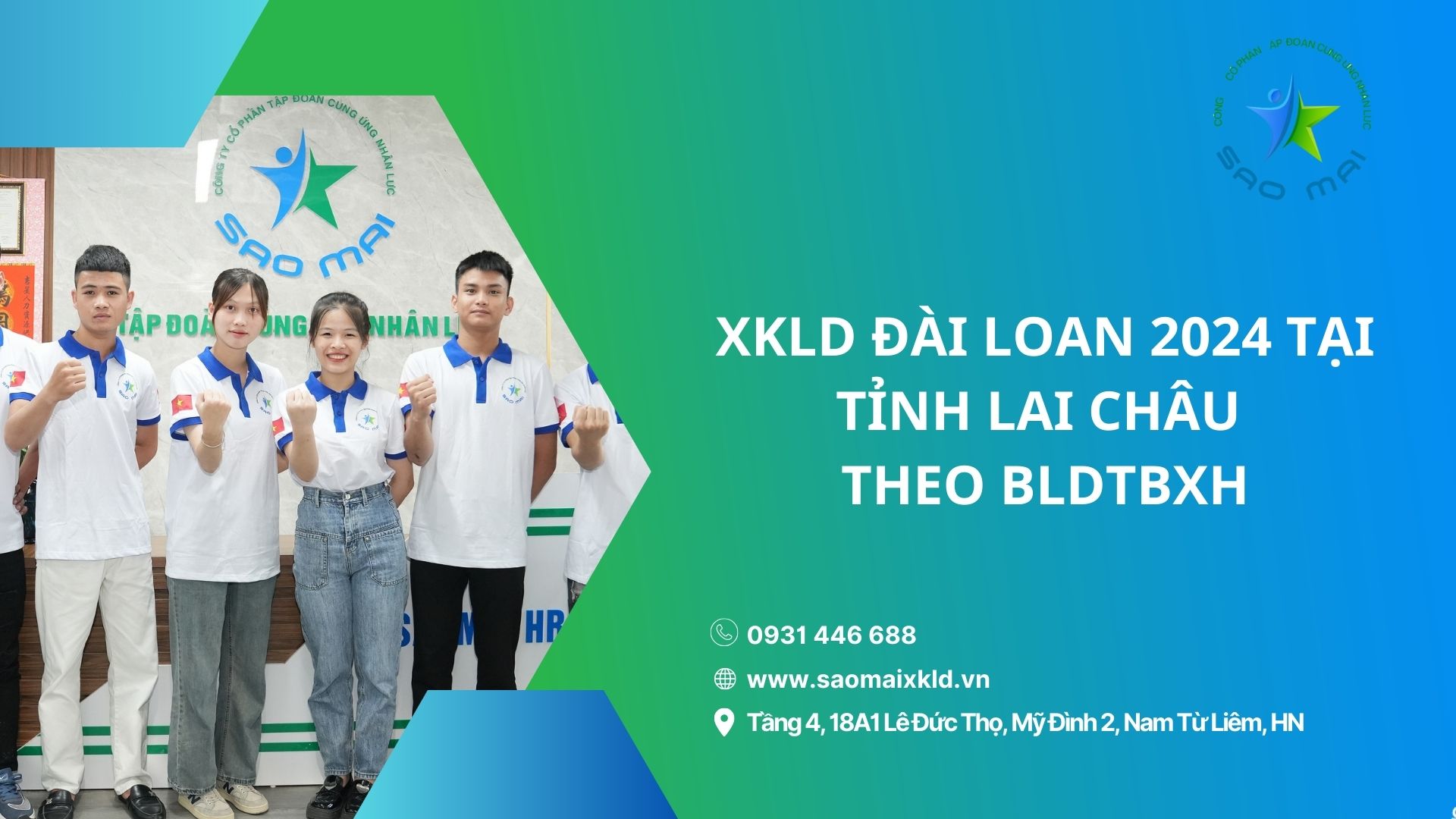 Xuất khẩu lao động Đài Loan 2024 UY TÍN, BAY NHANH tại tỉnh LAI CHÂU theo bldtbxh