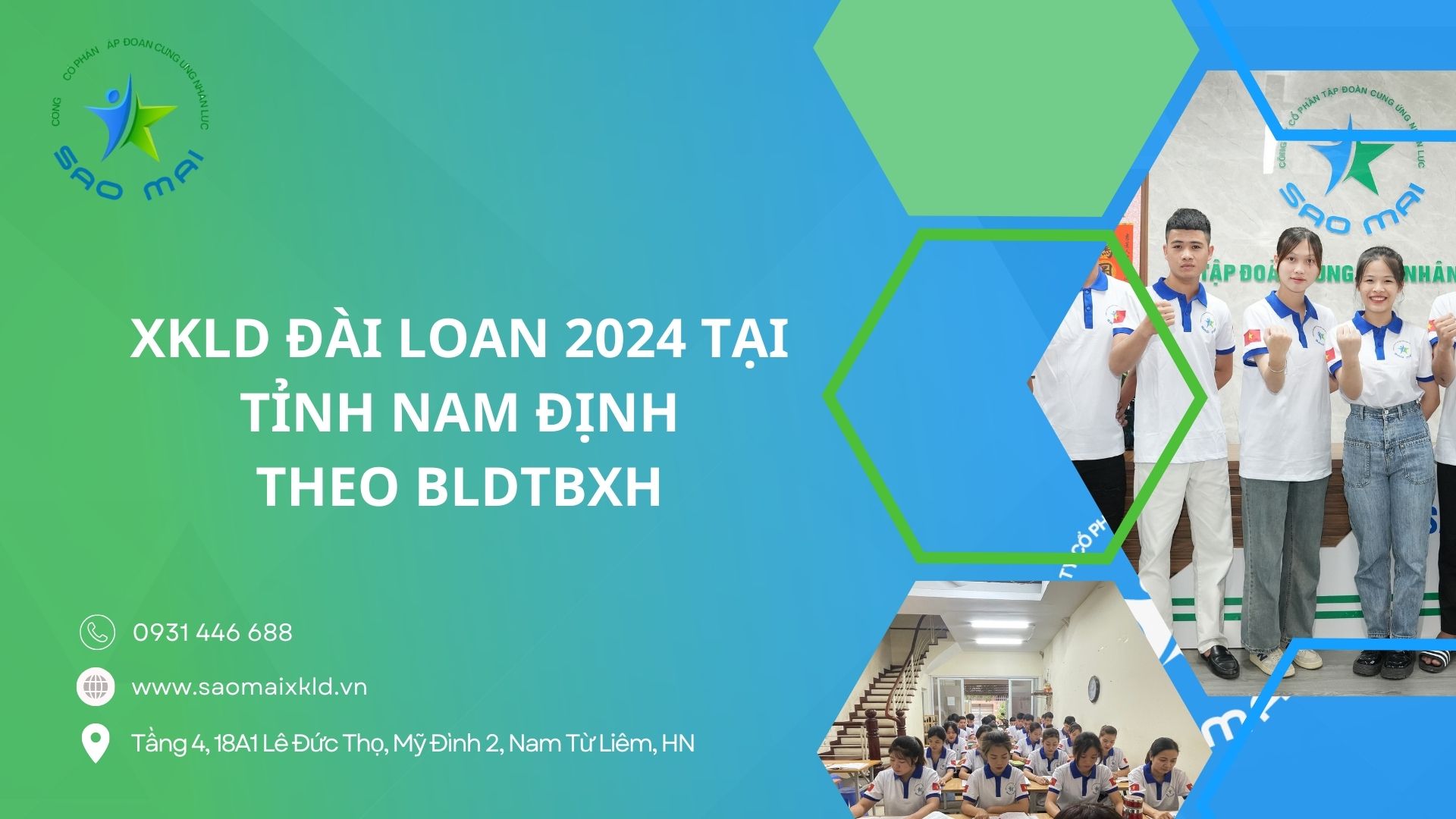 Xuất khẩu lao động Đài Loan 2024 UY TÍN, BAY NHANH tại tỉnh NAM ĐỊNH theo bldtbxh