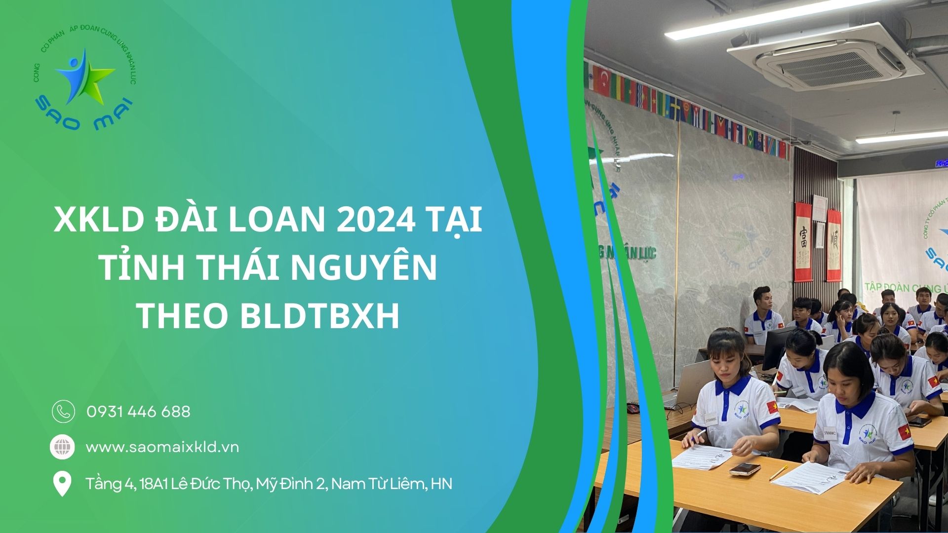 Xuất khẩu lao động Đài Loan 2024 UY TÍN, BAY NHANH tại tỉnh THÁI NGUYÊN theo bldtbxh