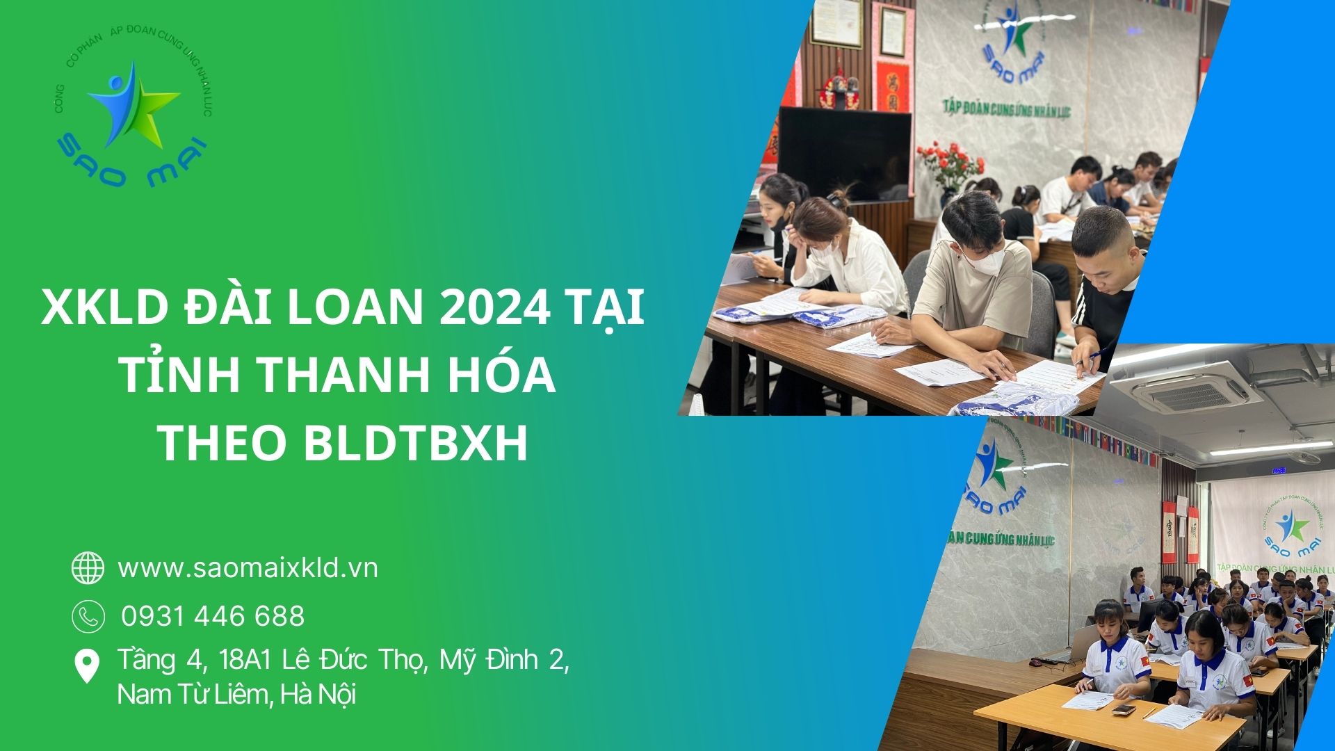 Xuất khẩu lao động Đài Loan 2024 UY TÍN, BAY NHANH tại tỉnh THANH HÓA theo bldtbxh