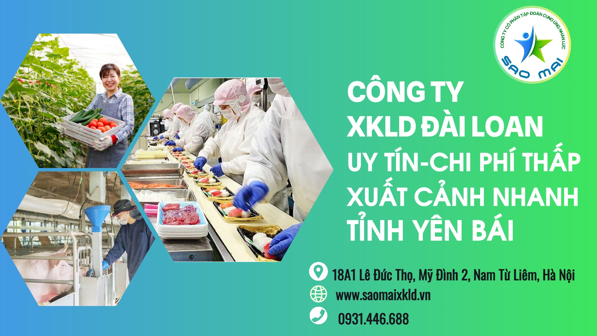 Công ty xuất khẩu lao động ĐÀI LOAN uy tín với chi phí RẺ và bay NHANH tỉnh YÊN BÁI