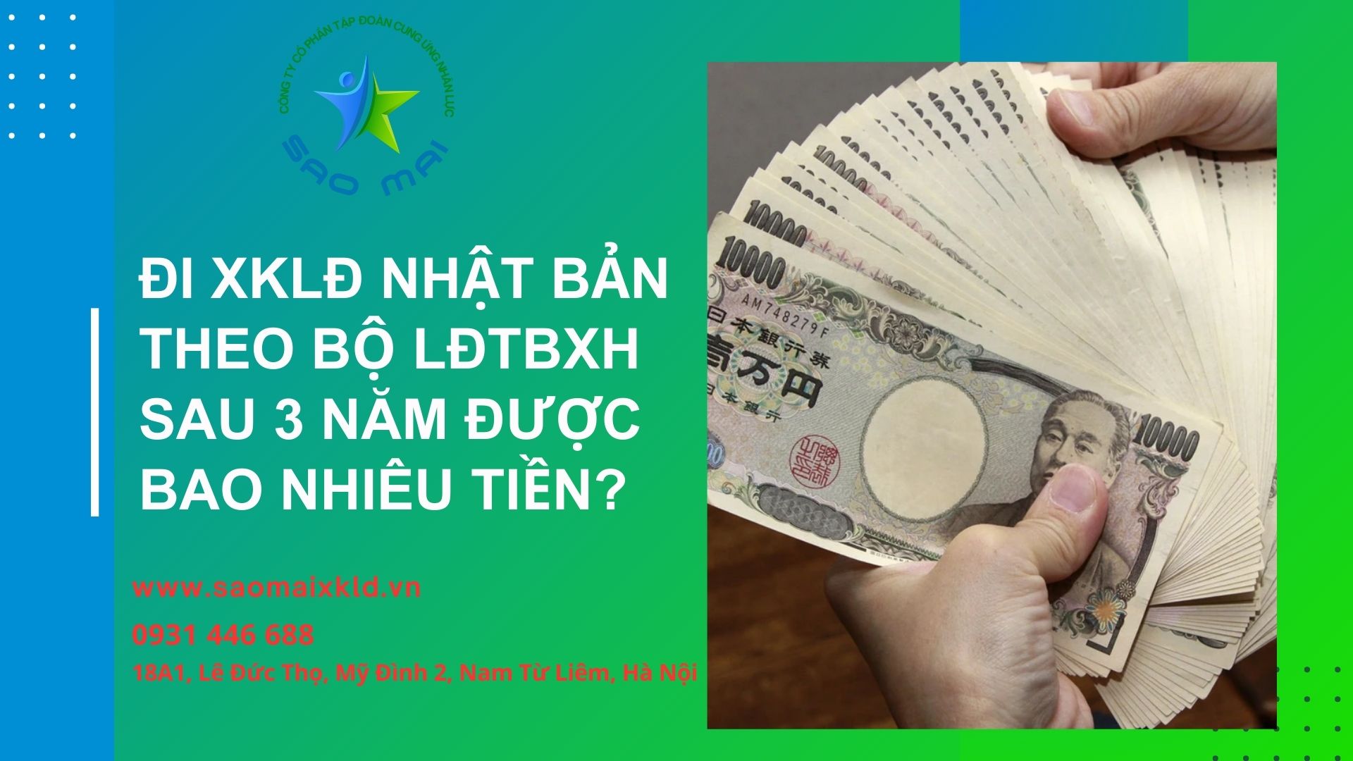 Đi XKLD Nhật Bản theo Bộ Lao động Thương binh Xã hội sau 3 năm thu được bao nhiêu tiền?