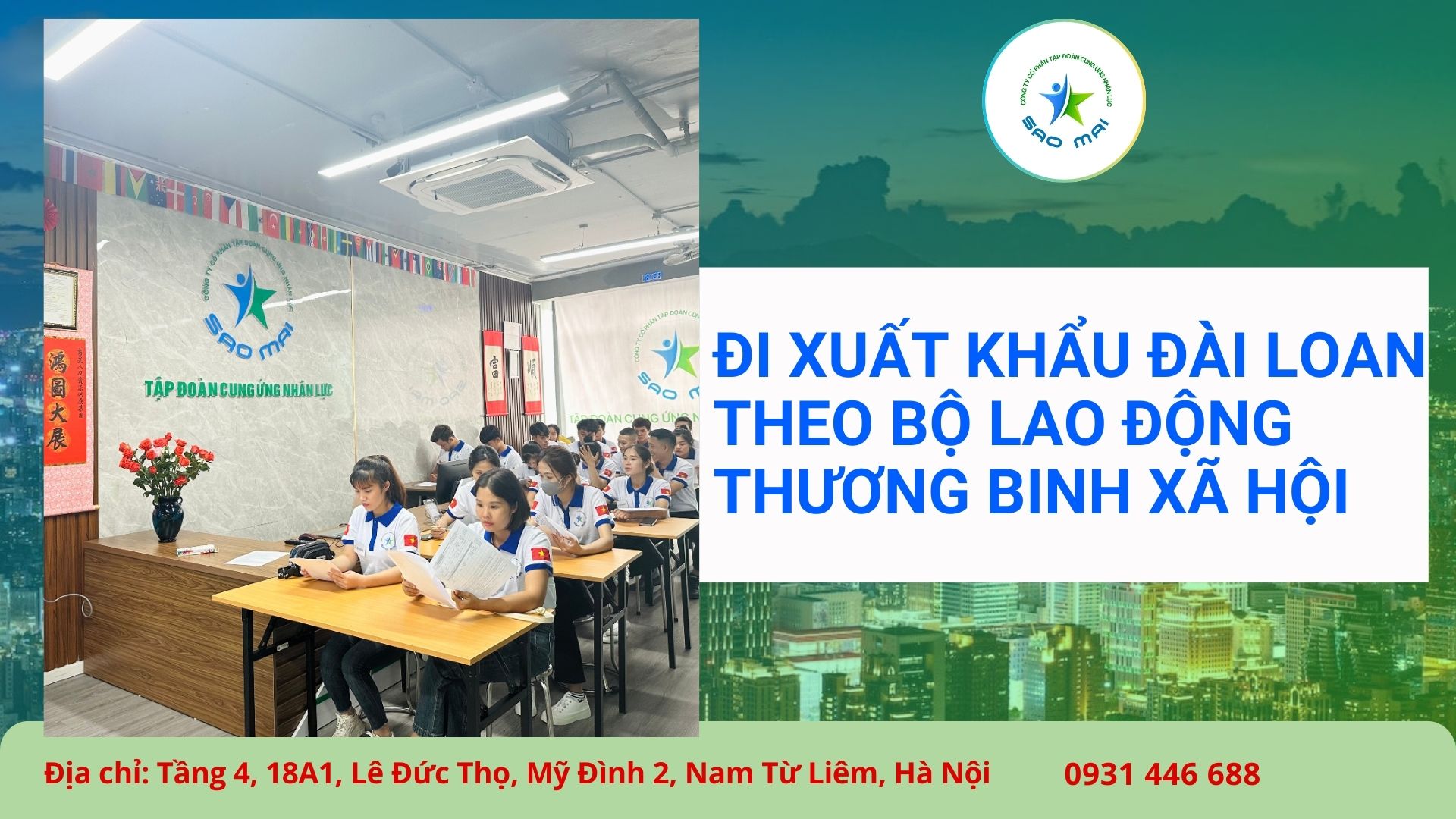 Tuyển dụng đi xuất khẩu Đài Loan theo Bộ Lao động Thương binh Xã hội CHI PHÍ THẤP, BAY NHANH