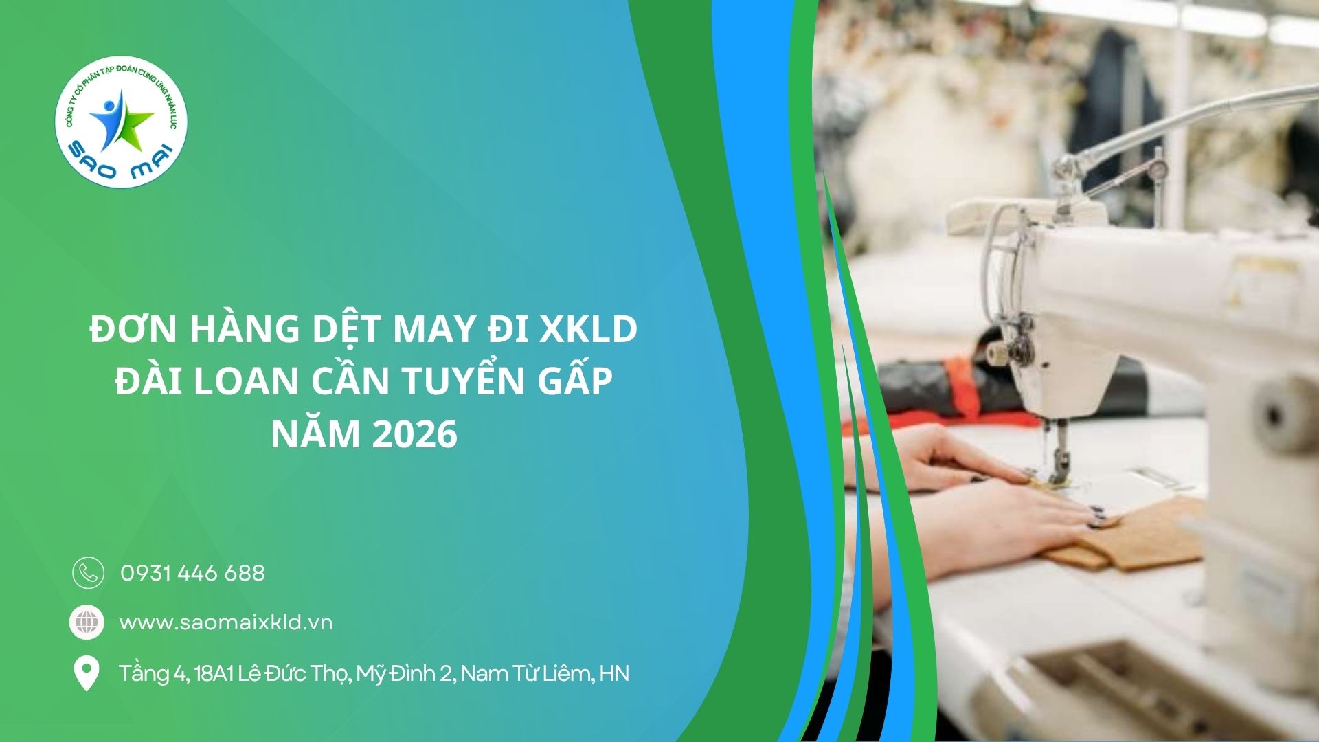 Đơn hàng dệt may đi xuất khẩu lao động Đài Loan cần tuyển gấp năm 2026