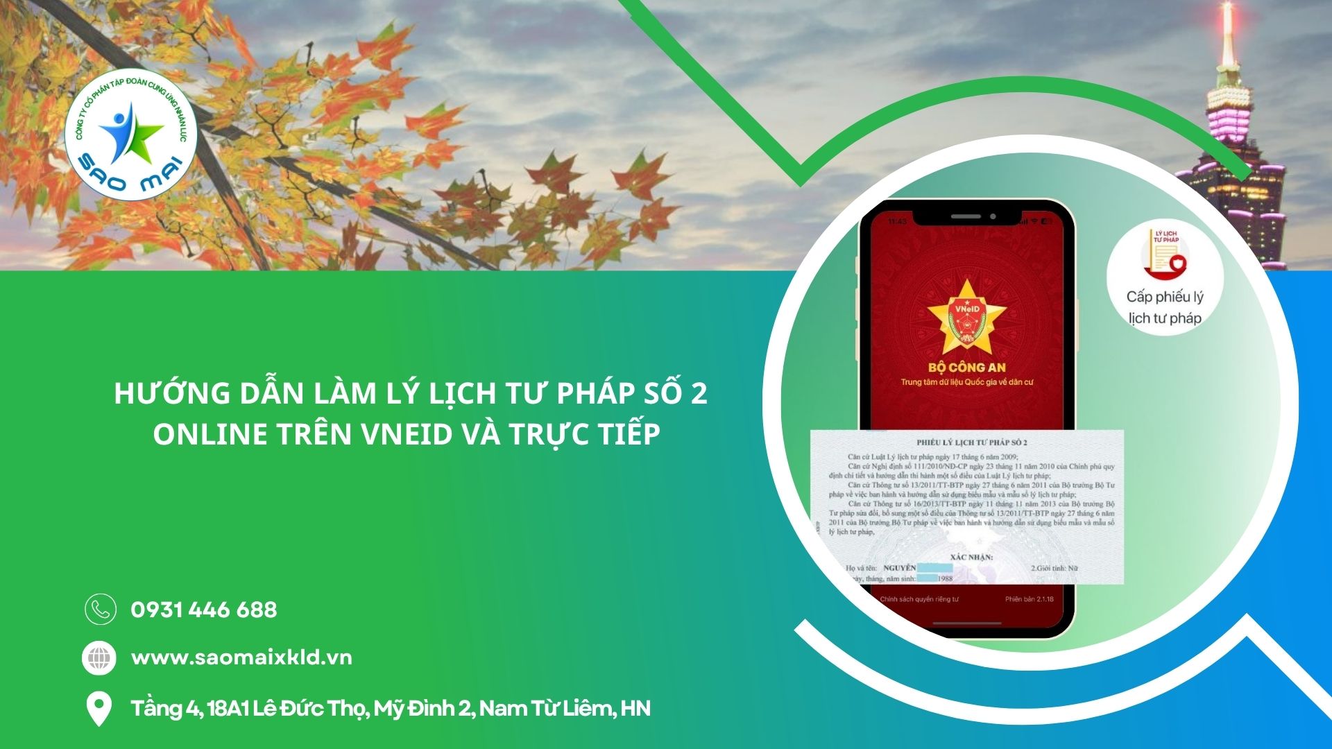 Hướng dẫn làm lý lịch tư pháp số 2 online trên VNeID và trực tiếp khi đi xuất khẩu lao động Đài Loan