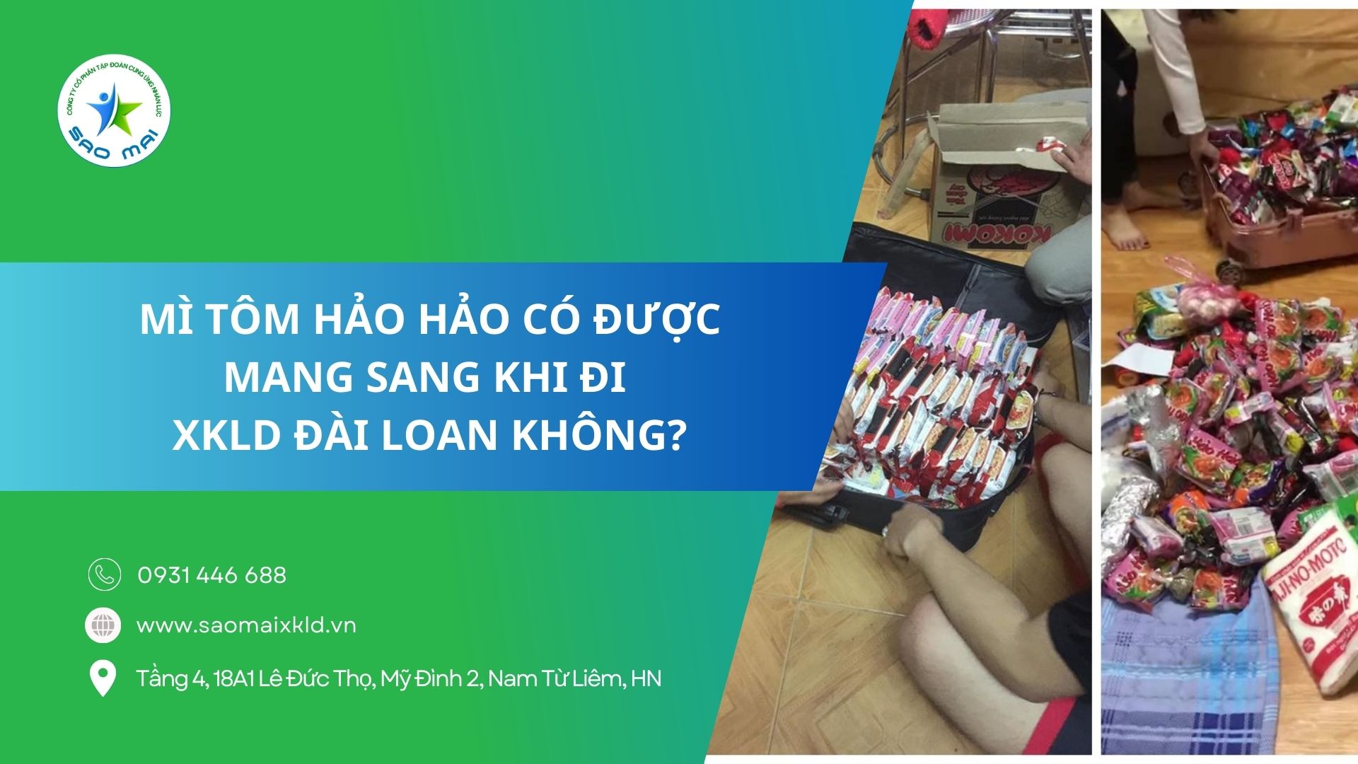 Mì tôm Hảo Hảo có được mang sang khi đi xuất khẩu lao động Đài Loan không? Mì tôm nào được mang khi đi XKLD Đài Loan? 