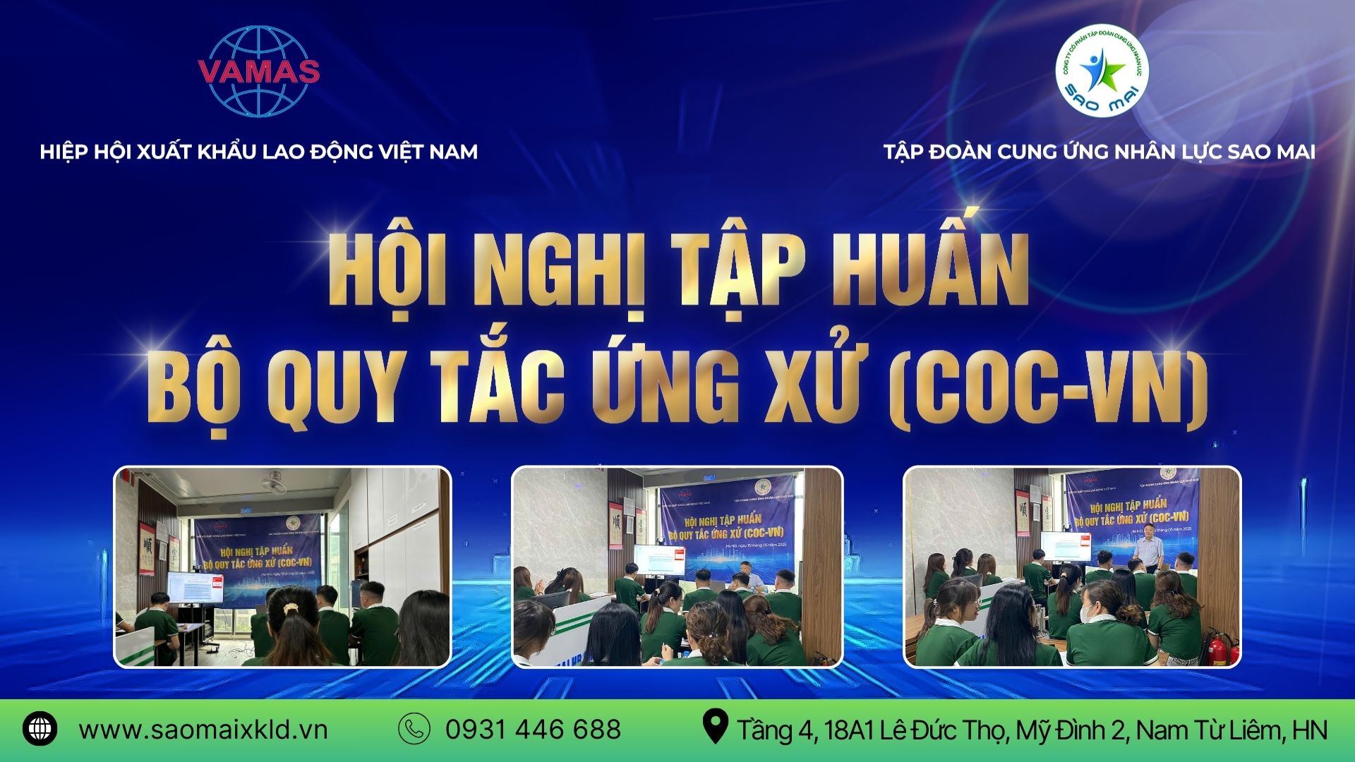 Buổi tập huấn Bộ quy tắc ứng xử tại Tập đoàn cung ứng nhân lực Sao Mai do Hiệp hội xuất khẩu lao động Việt Nam tập huấn
