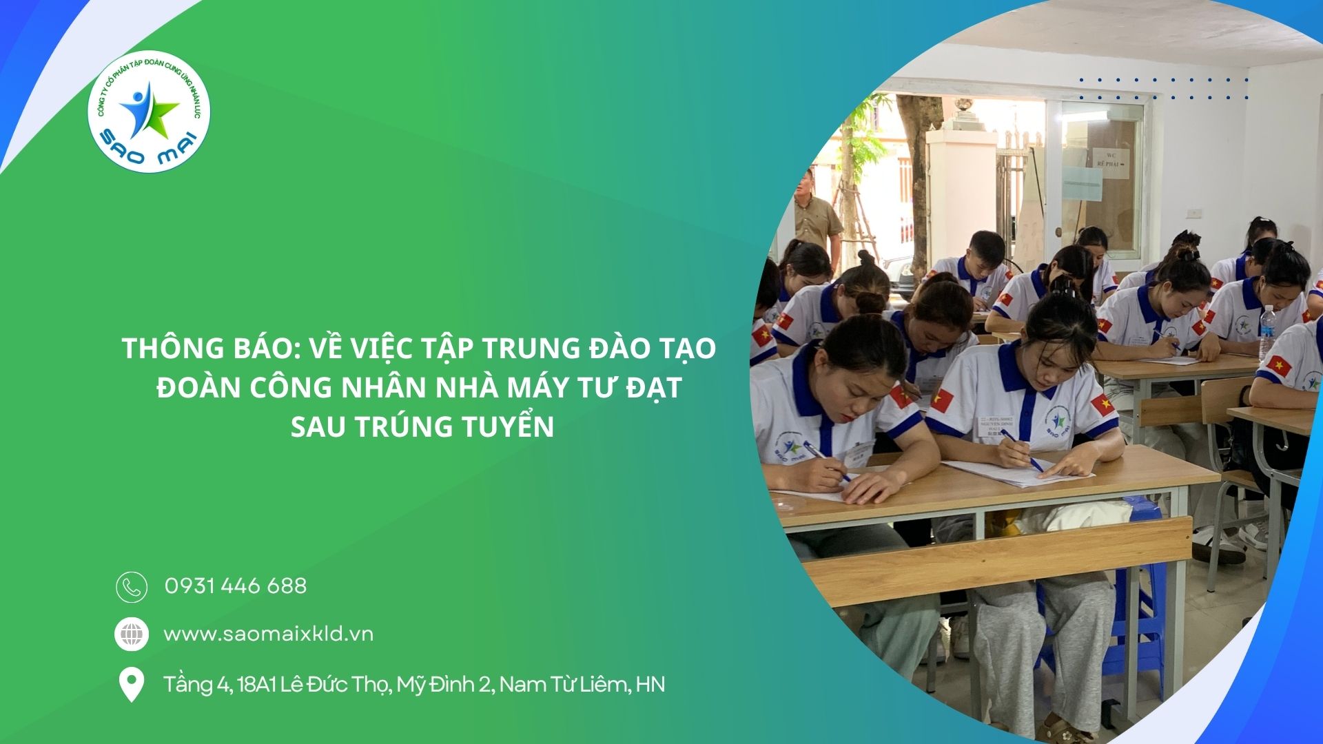 THÔNG BÁO: Về việc tập trung đào tạo đoàn công nhân Nhà máy Tư Đạt sau trúng tuyển