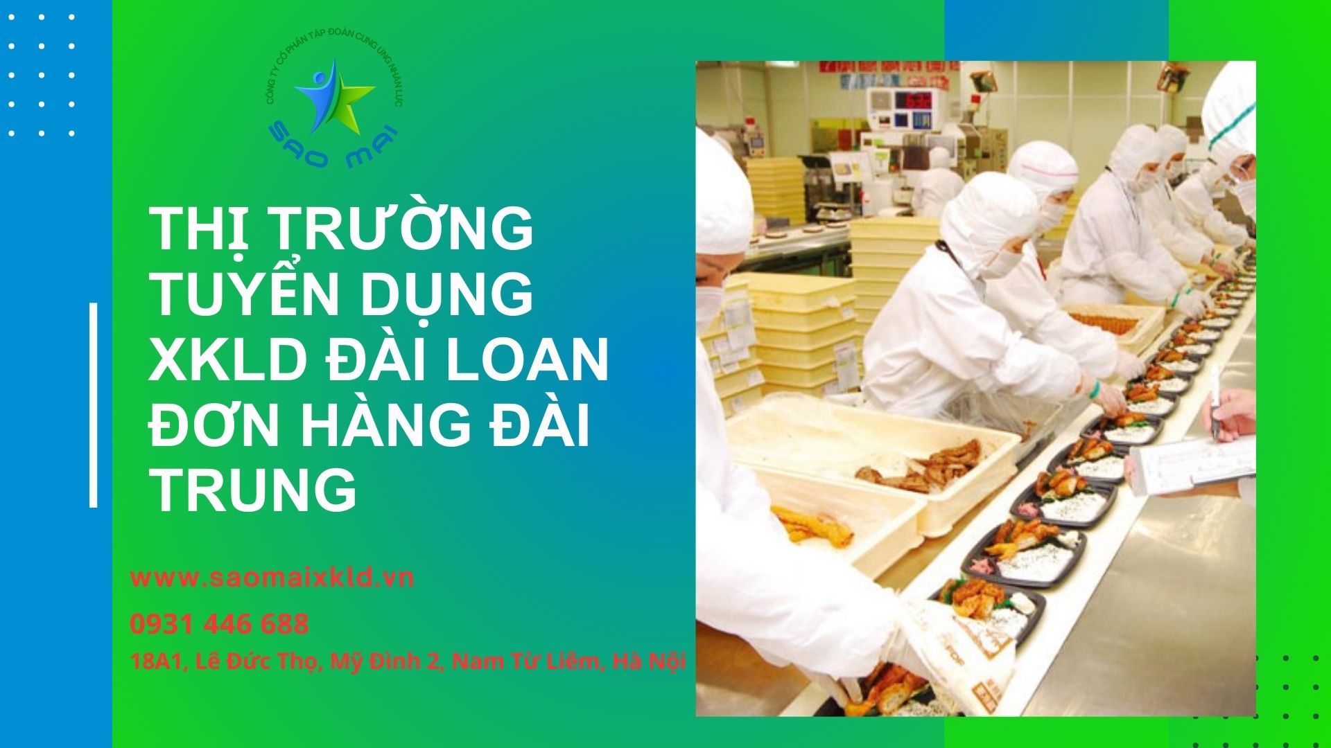 Thị trường XKLD Đài Loan tuyển dụng đơn hàng Đài Trung mới nhất, CHI PHÍ THẤP, BAY NHANH