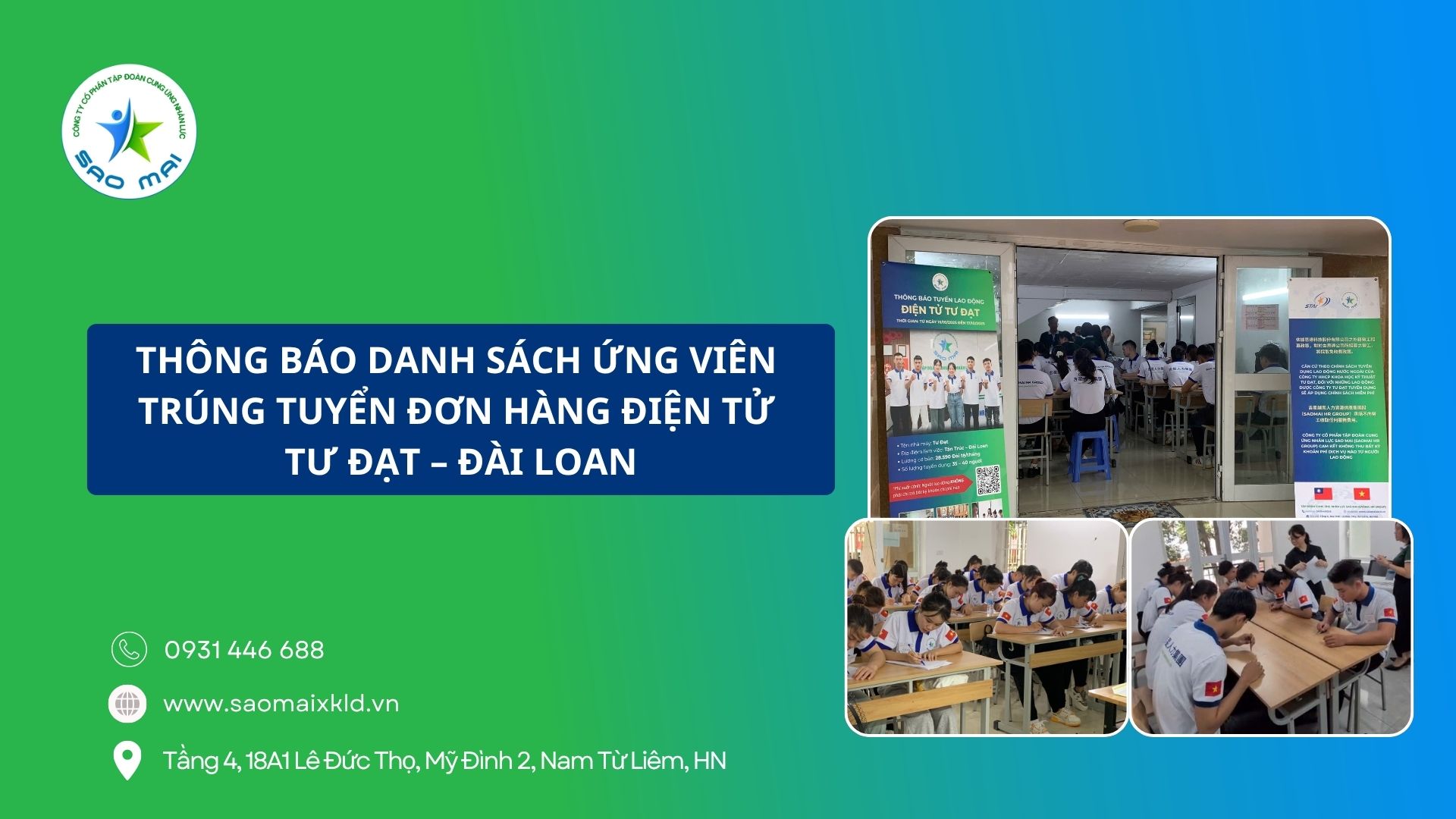 THÔNG BÁO DANH SÁCH ỨNG VIÊN TRÚNG TUYỂN ĐƠN HÀNG ĐIỆN TỬ TƯ ĐẠT – ĐÀI LOAN 