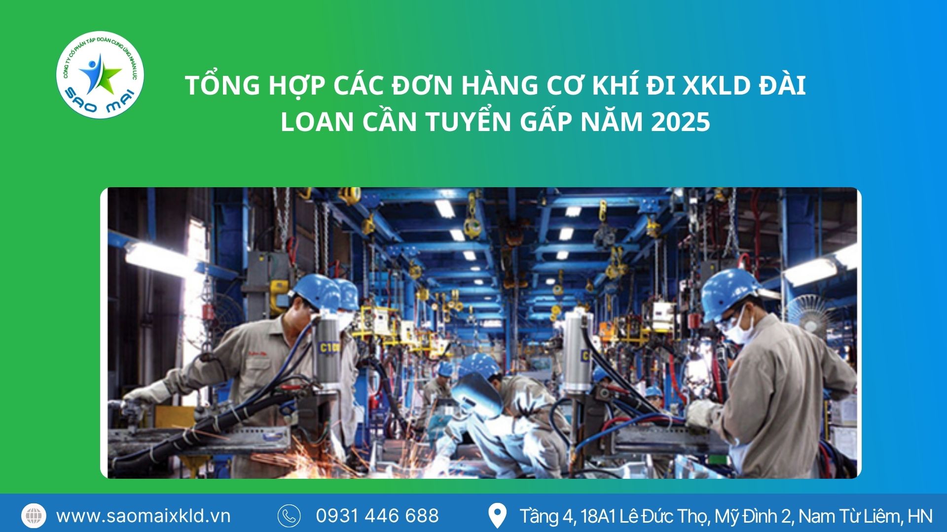 Tổng hợp các đơn hàng cơ khí đi XKLD Đài Loan cần tuyển gấp năm 2025
