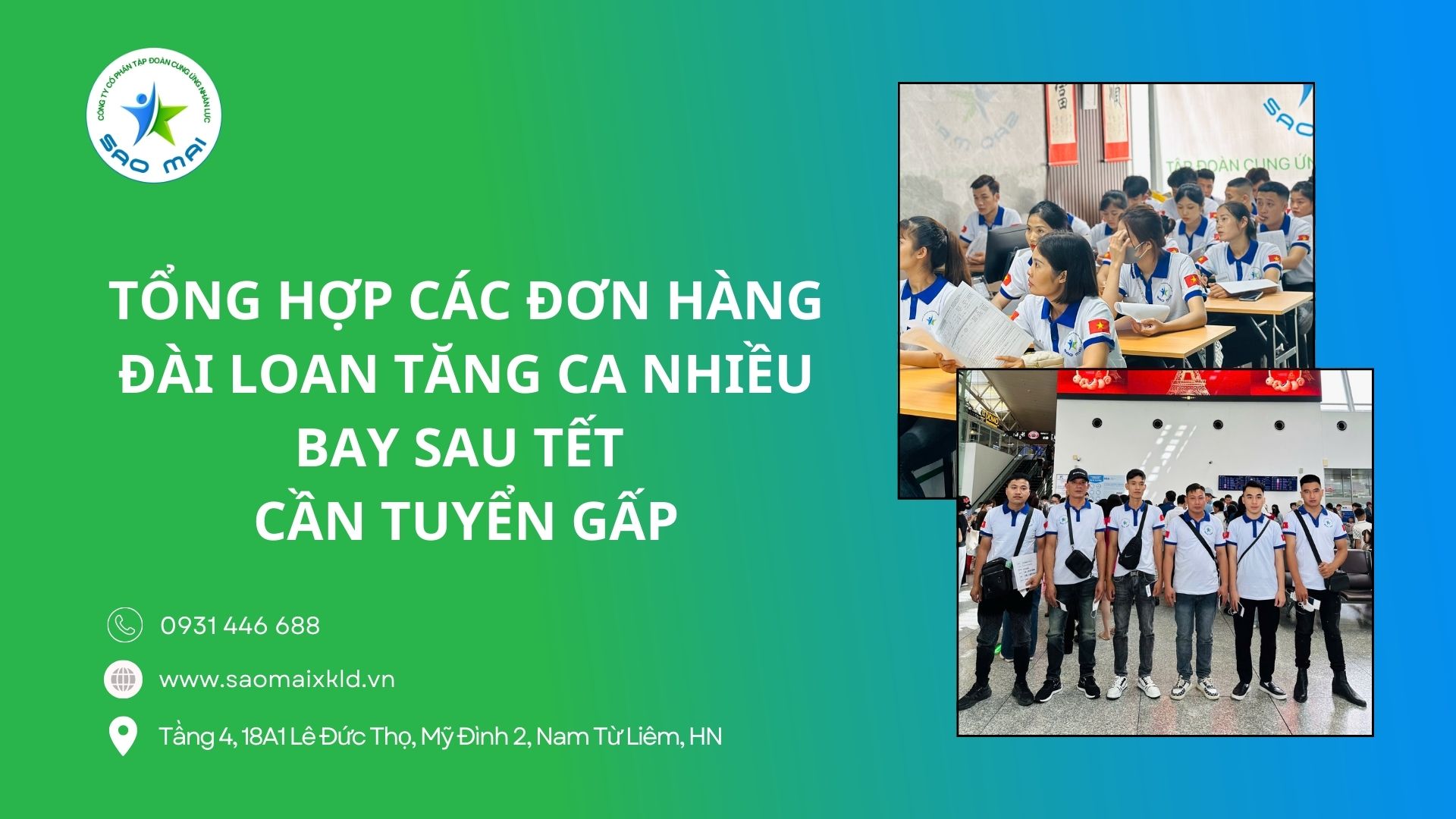 TỔNG HỢP CÁC ĐƠN HÀNG ĐÀI LOAN TĂNG CA NHIỀU BAY SAU TẾT CẦN TUYỂN GẤP