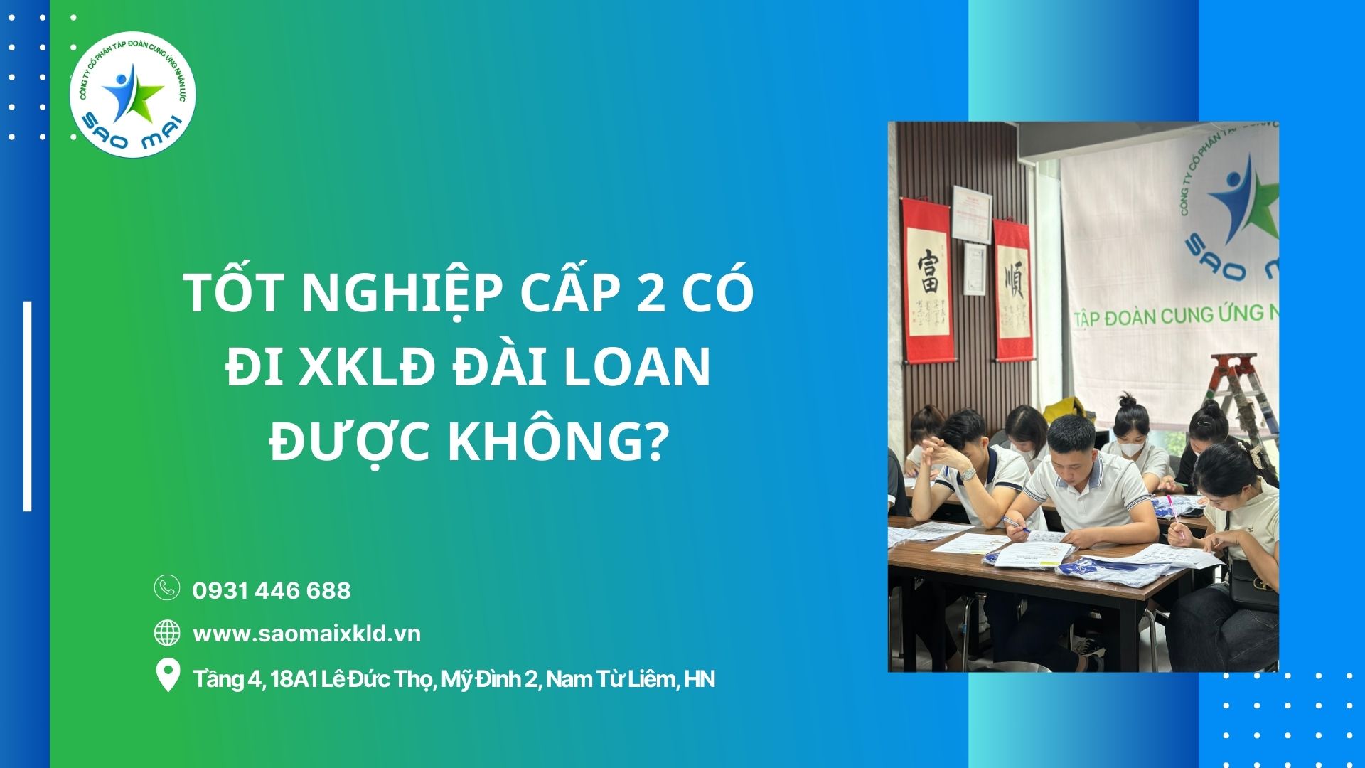 Tốt nghiệp cấp 2 có đi Xuất khẩu lao động Đài Loan được không?