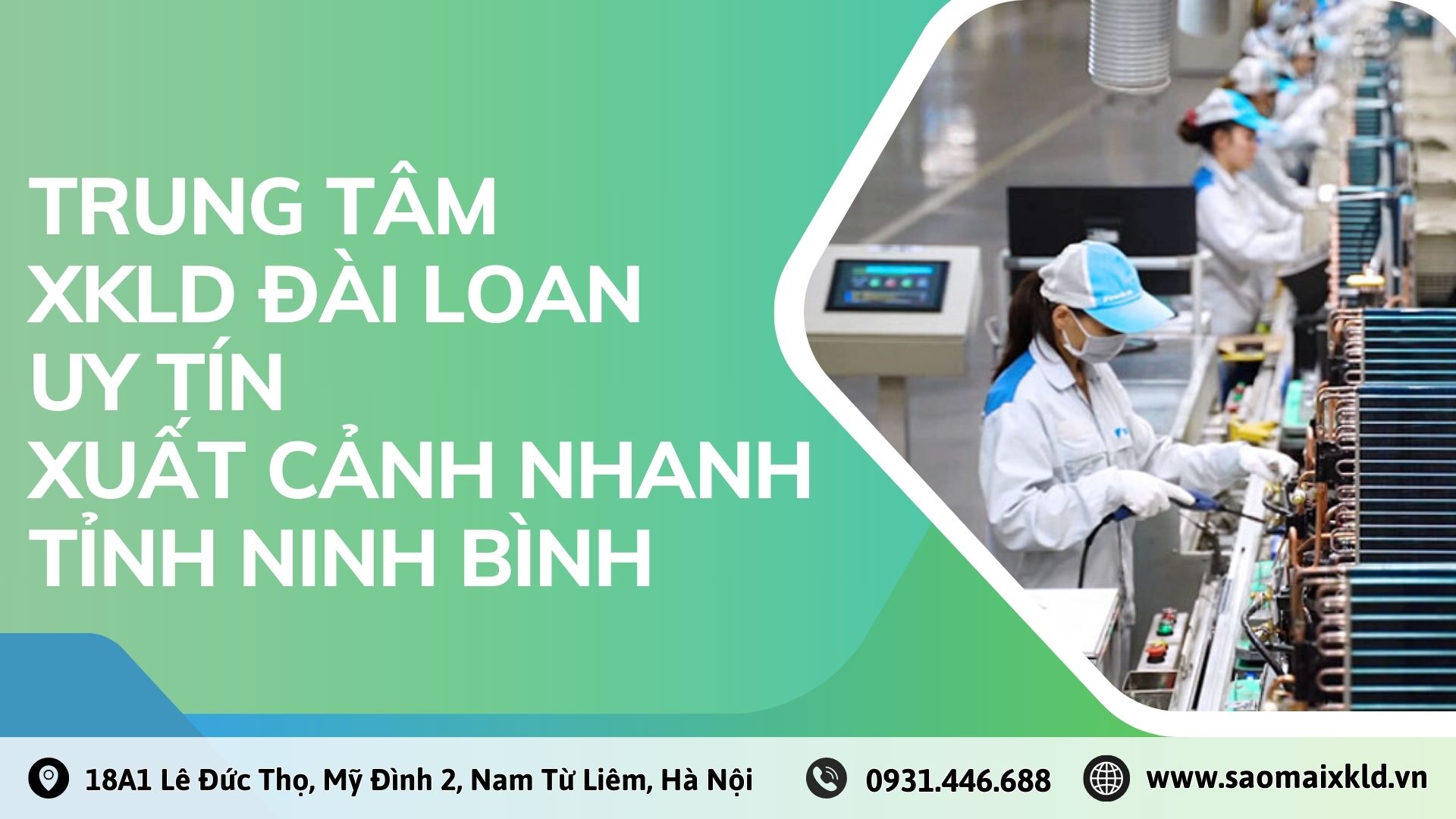 Địa chỉ Trung tâm XKLD ĐÀI LOAN  UY TÍN với CHI PHÍ THẤP và BAY NHANH tại tỉnh NINH BÌNH 