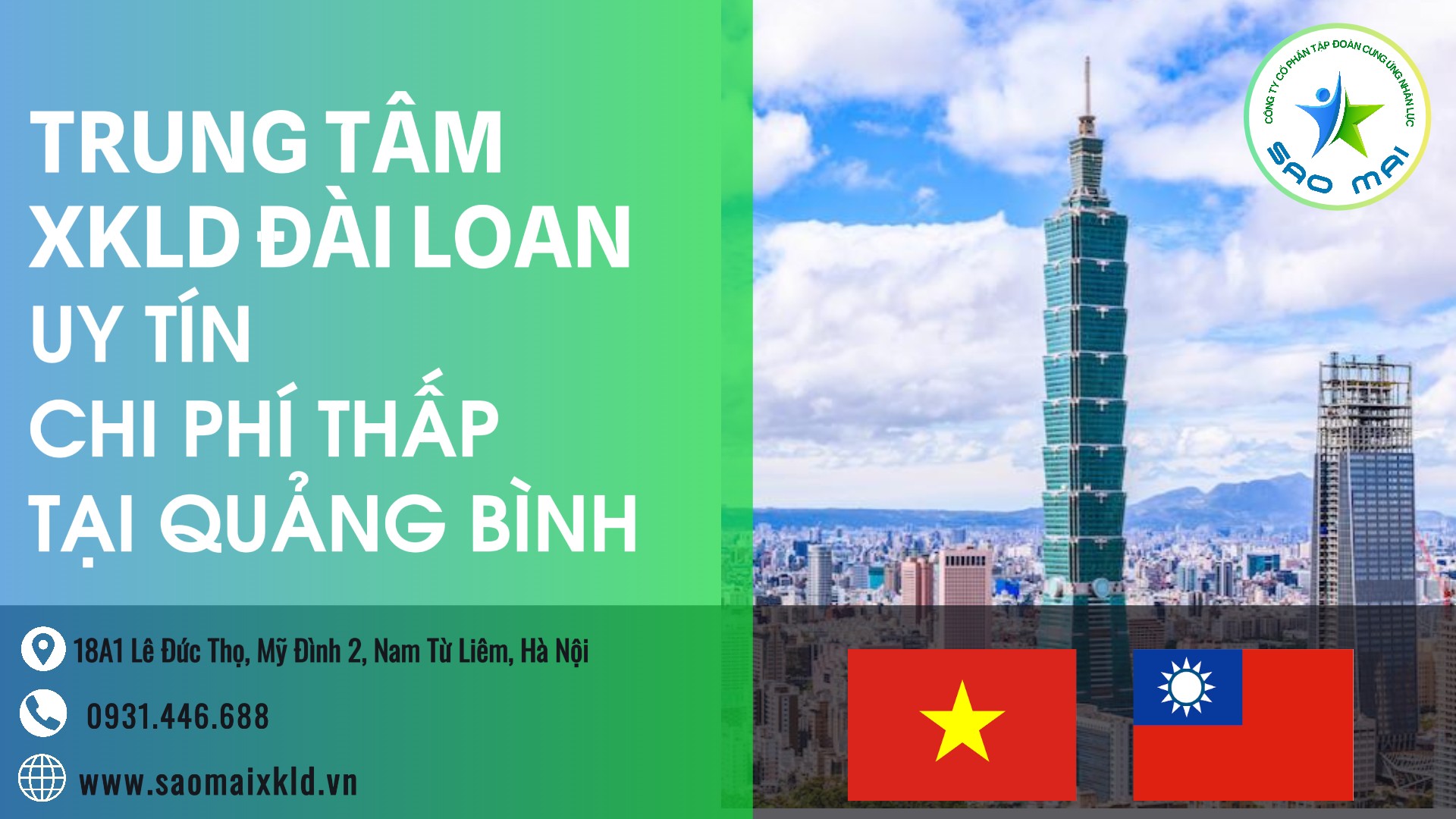 Địa chỉ trung tâm XKLĐ Đài Loan uy tín với CHI PHÍ THẤP và BAY NHANH tại QUẢNG BÌNH