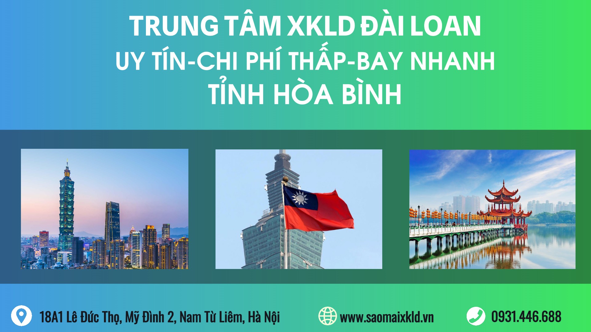 Địa chỉ trung tâm XKLĐ Đài Loan uy tín với CHI PHÍ THẤP và BAY NHANH tại HÒA BÌNH