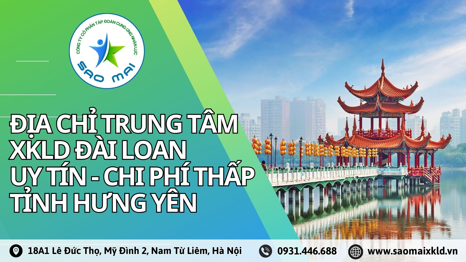 Địa chỉ Trung tâm XKLD ĐÀI LOAN UY TÍN với CHI PHÍ THẤP và BAY NHANH tại HƯNG YÊN 