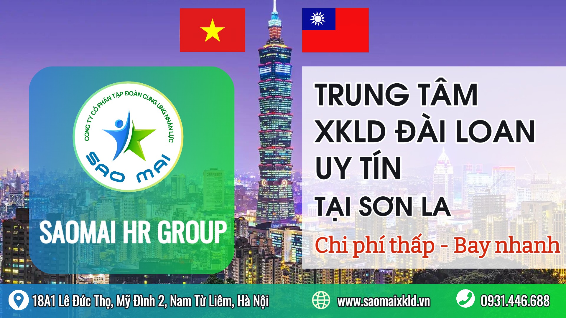 Trung tâm xuất khẩu lao động Đài Loan uy tín với chi phí thấp và bay nhanh tại tỉnh Sơn La 