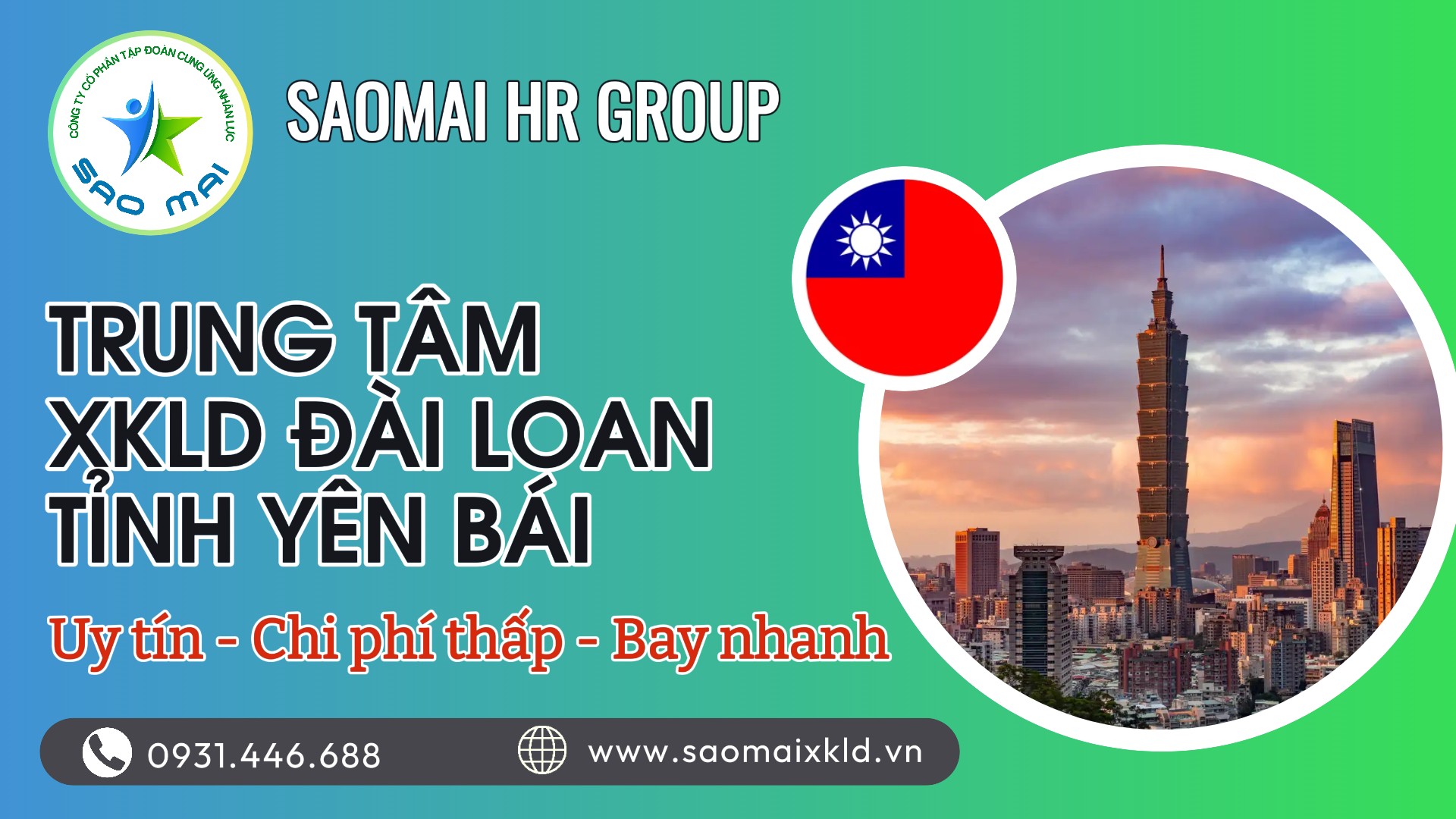 Địa chỉ trung tâm XKLĐ Đài Loan uy tín với CHI PHÍ THẤP và BAY NHANH tại YÊN BÁI