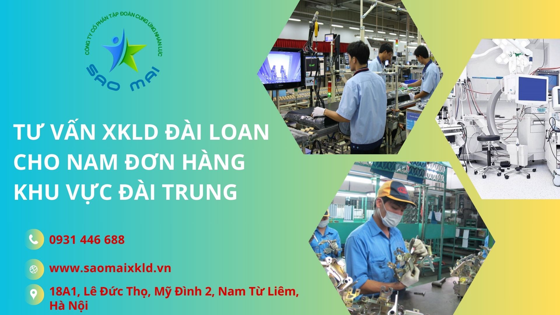 Tư vấn XKLD Đài Loan cho nam đơn hàng Đài Trung chi phí thấp, bay nhanh