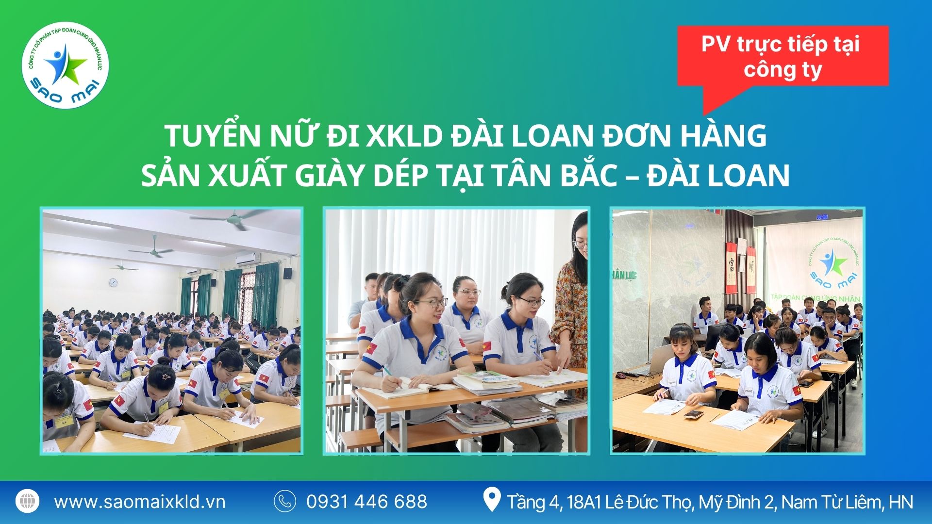 TUYỂN NỮ ĐI XKLD ĐÀI LOAN ĐƠN HÀNG SẢN XUẤT GIÀY DÉP TẠI TÂN BẮC – ĐÀI LOAN (PHỎNG VẤN TRỰC TIẾP TẠI CÔNG TY)