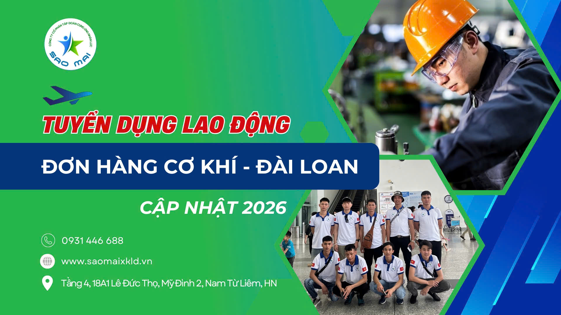 TUYỂN DỤNG LAO ĐỘNG ĐI XUẤT KHẨU ĐÀI LOAN – ĐƠN HÀNG CƠ KHÍ LƯƠNG 29.500 ĐÀI TỆ (CẬP NHẬT 2026)