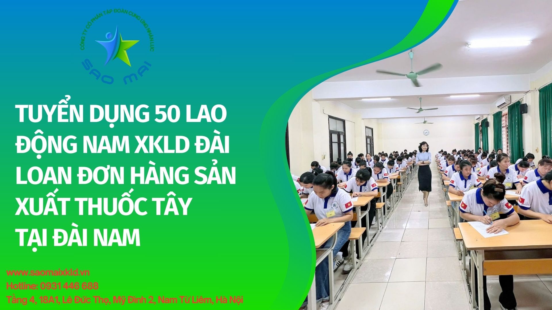 XKLD Đài Loan tuyển dụng 50 NAM đơn hàng SẢN XUẤT THUỐC TÂY TĂNG CA NHIỀU, XUẤT CẢNH NHANH tại ĐÀI NAM