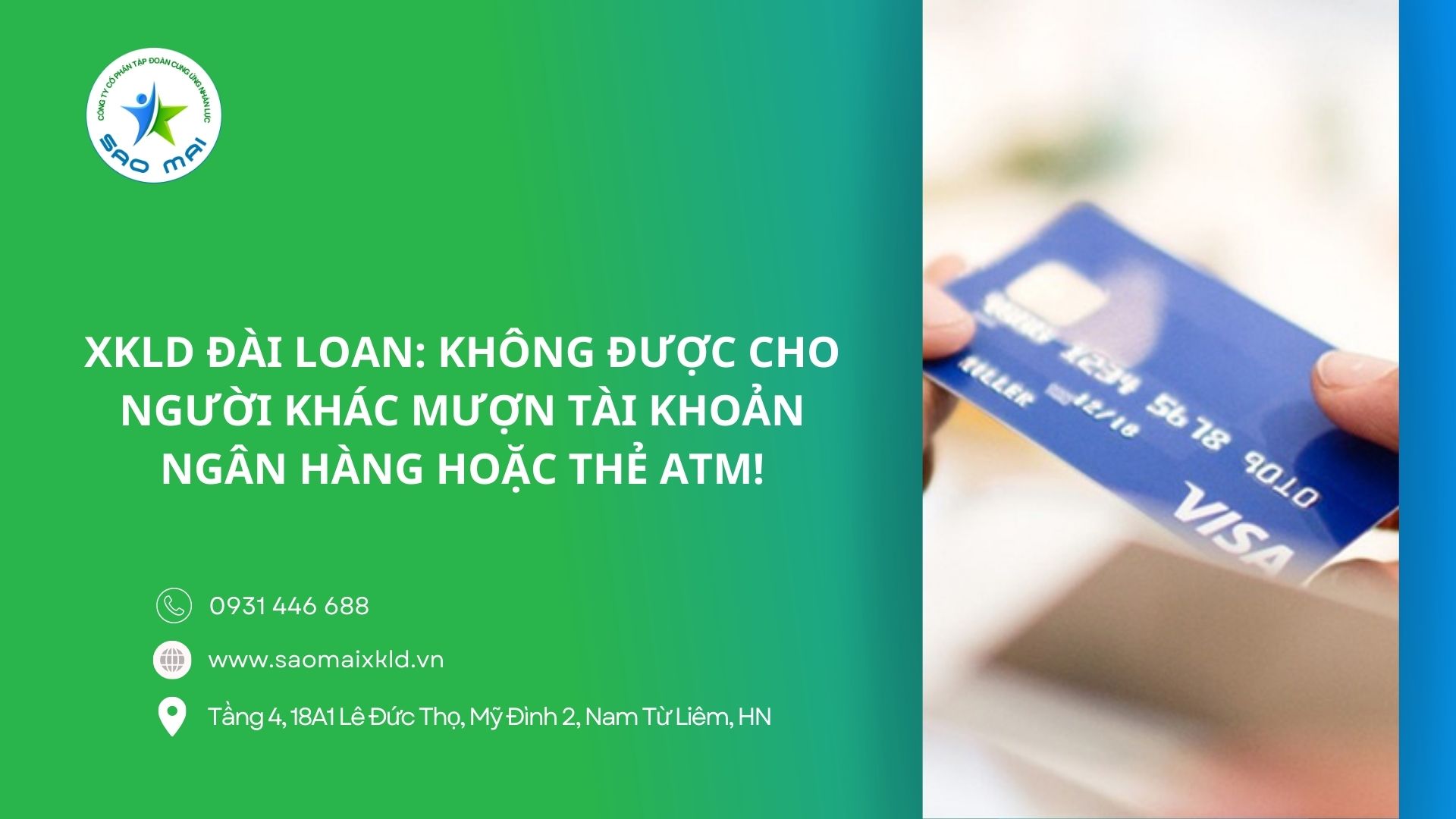 Xuất khẩu lao động Đài Loan: Lưu ý quan trọng khi làm việc tại Đài Loan – Tuyệt đối không cho người khác mượn tài khoản ngân hàng hoặc thẻ ATM