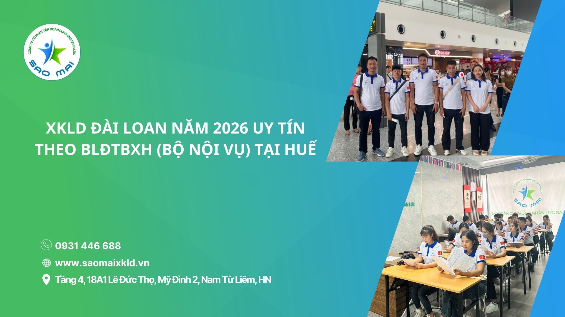 XKLD ĐÀI LOAN năm 2026 uy tín theo Bộ Nội Vụ (Bộ Lao động - Thương binh Xã hội) tại Huế