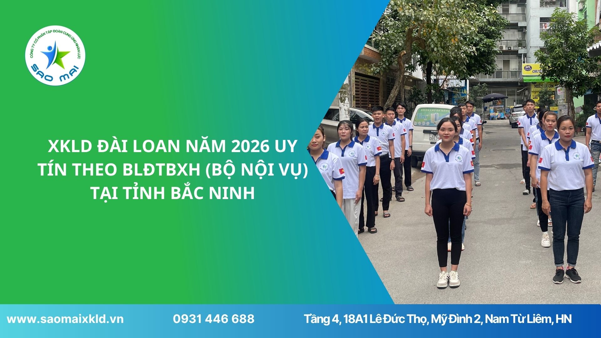 XKLD ĐÀI LOAN năm 2026 uy tín theo Bộ Nội Vụ (Bộ Lao động - Thương binh Xã hội) tại Bắc Ninh