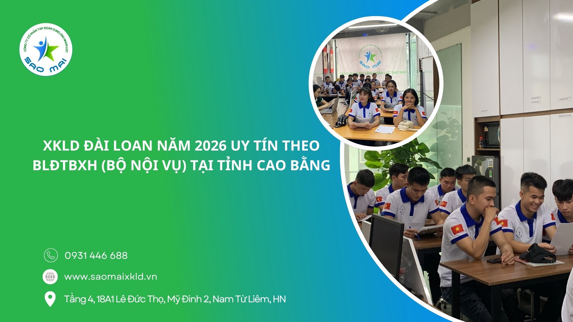 XKLD ĐÀI LOAN năm 2026 uy tín theo Bộ Nội Vụ (Bộ Lao động - Thương binh Xã hội) tại Cao Bằng