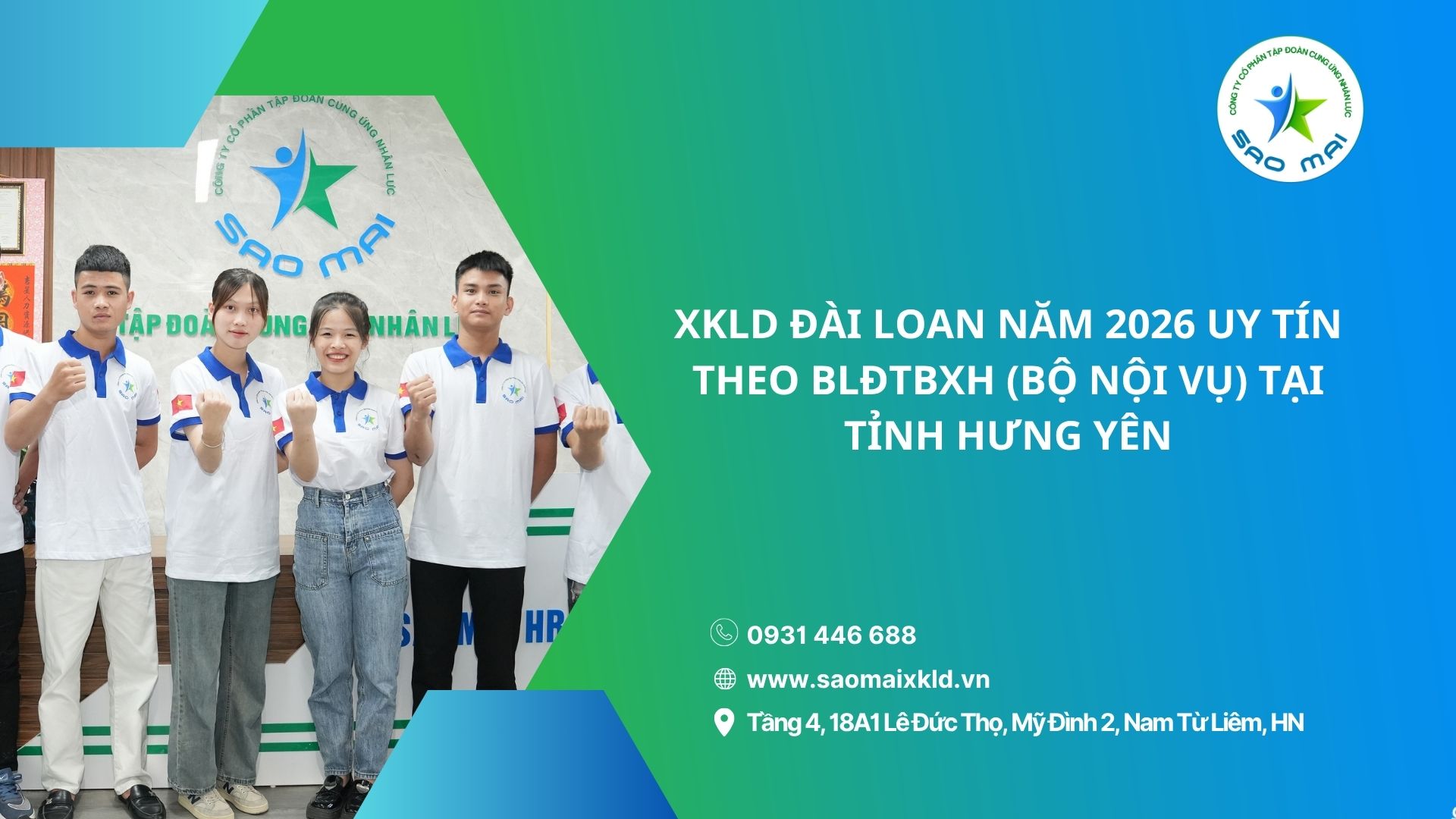 XKLD ĐÀI LOAN năm 2026 uy tín theo Bộ Nội Vụ (Bộ Lao động - Thương binh Xã hội) tại Hưng Yên