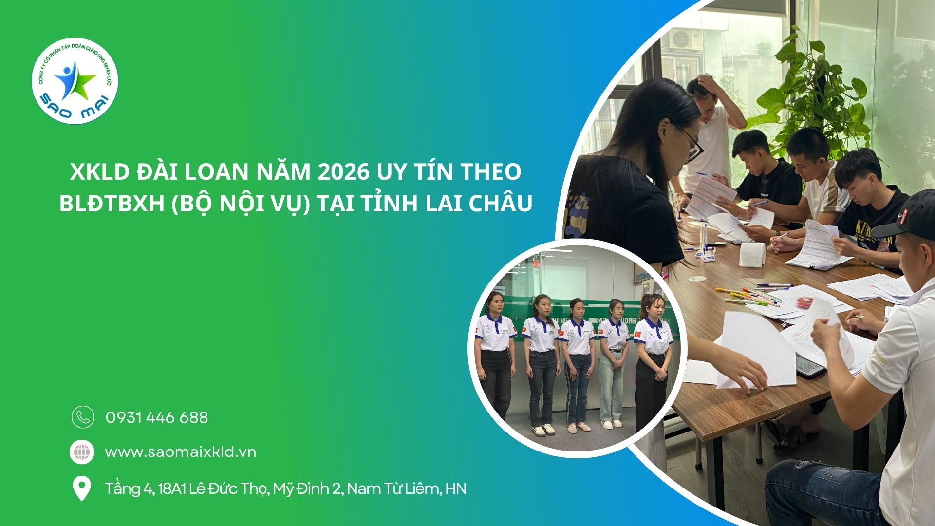XKLD ĐÀI LOAN năm 2026 uy tín theo Bộ Nội Vụ (Bộ Lao động - Thương binh Xã hội) tại Lai Châu