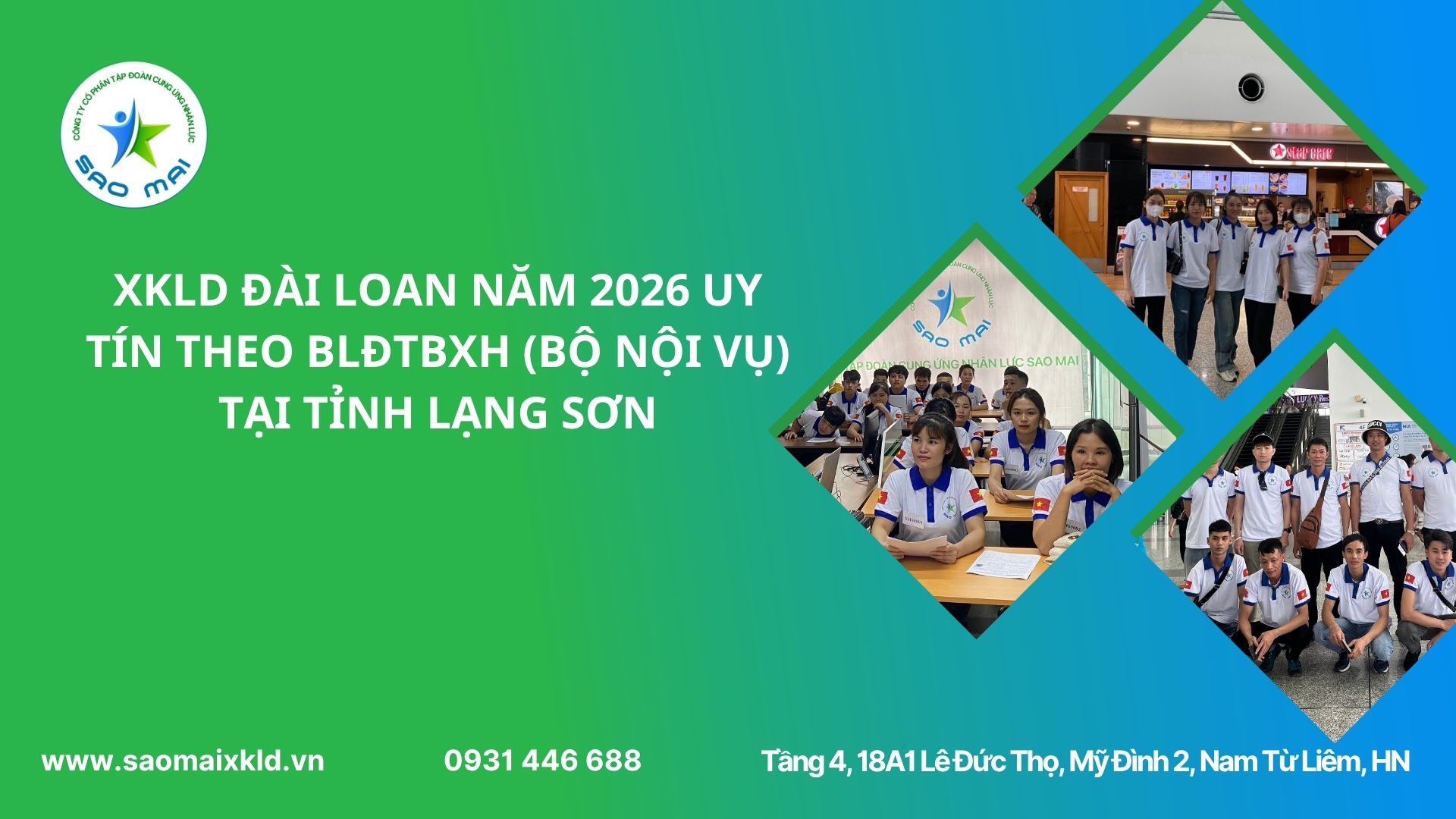 XKLD ĐÀI LOAN năm 2026 uy tín theo Bộ Nội Vụ (Bộ Lao động - Thương binh Xã hội) tại Lạng Sơn