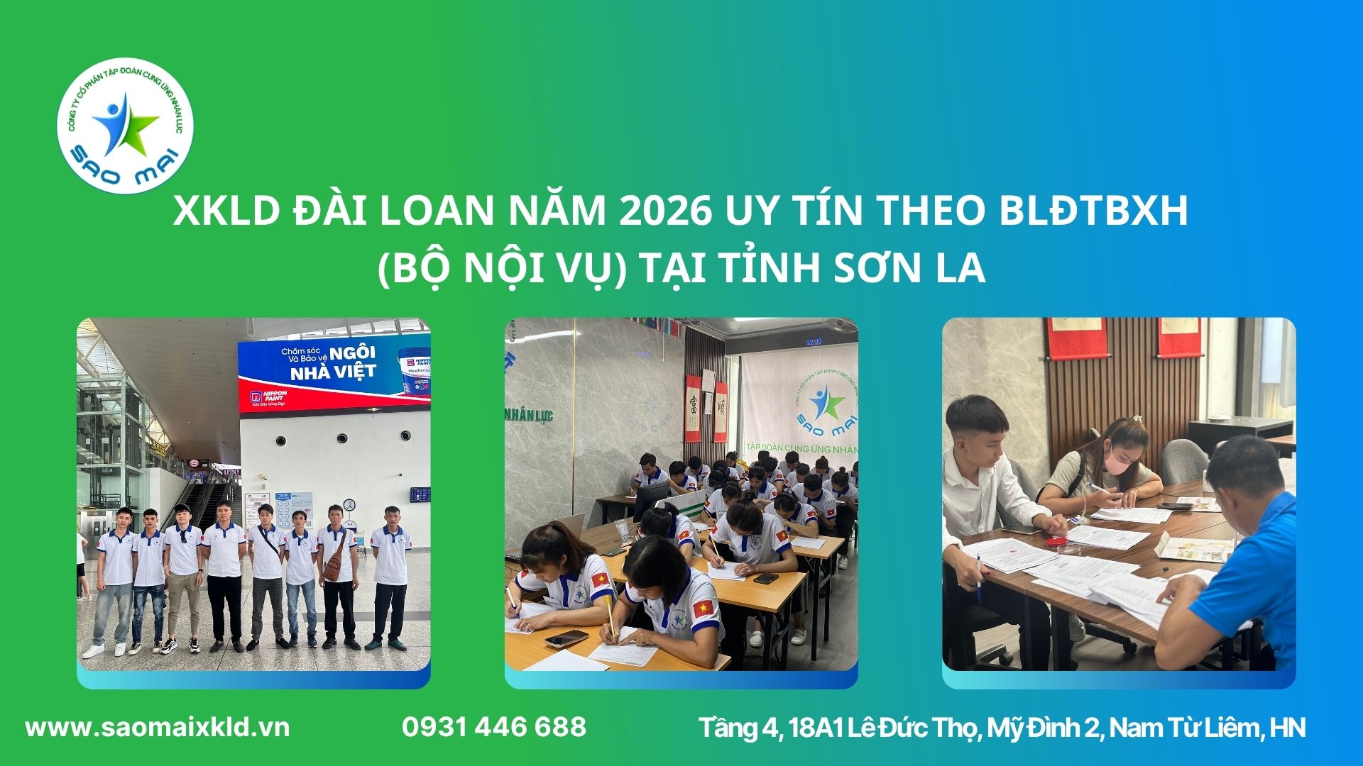 XKLD ĐÀI LOAN năm 2026 uy tín theo Bộ Nội Vụ (Bộ Lao động - Thương binh Xã hội) tại Sơn La