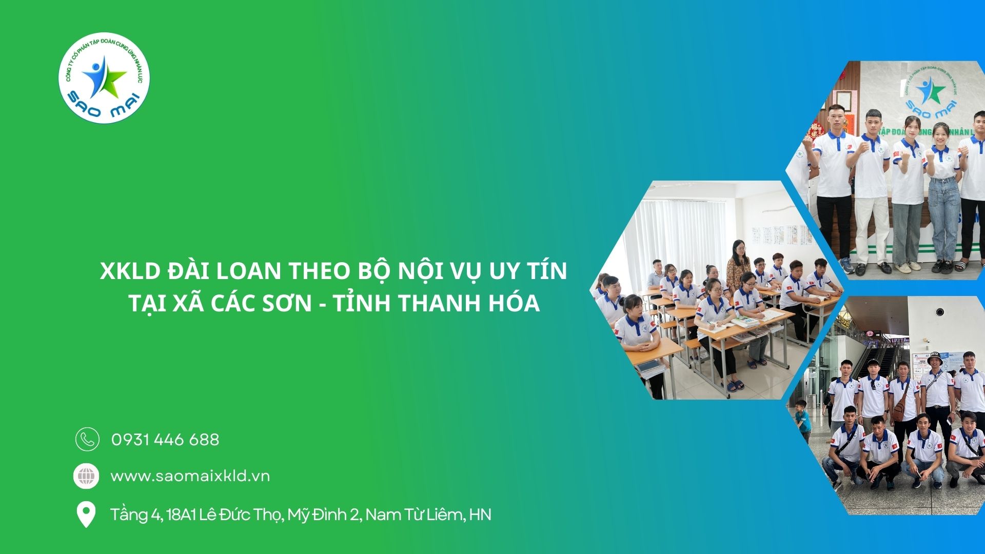 XKLD Đài Loan giấy phép do BLĐTBXH (Bộ Nội vụ) cấp uy tín tại xã Các Sơn - tỉnh Thanh Hóa