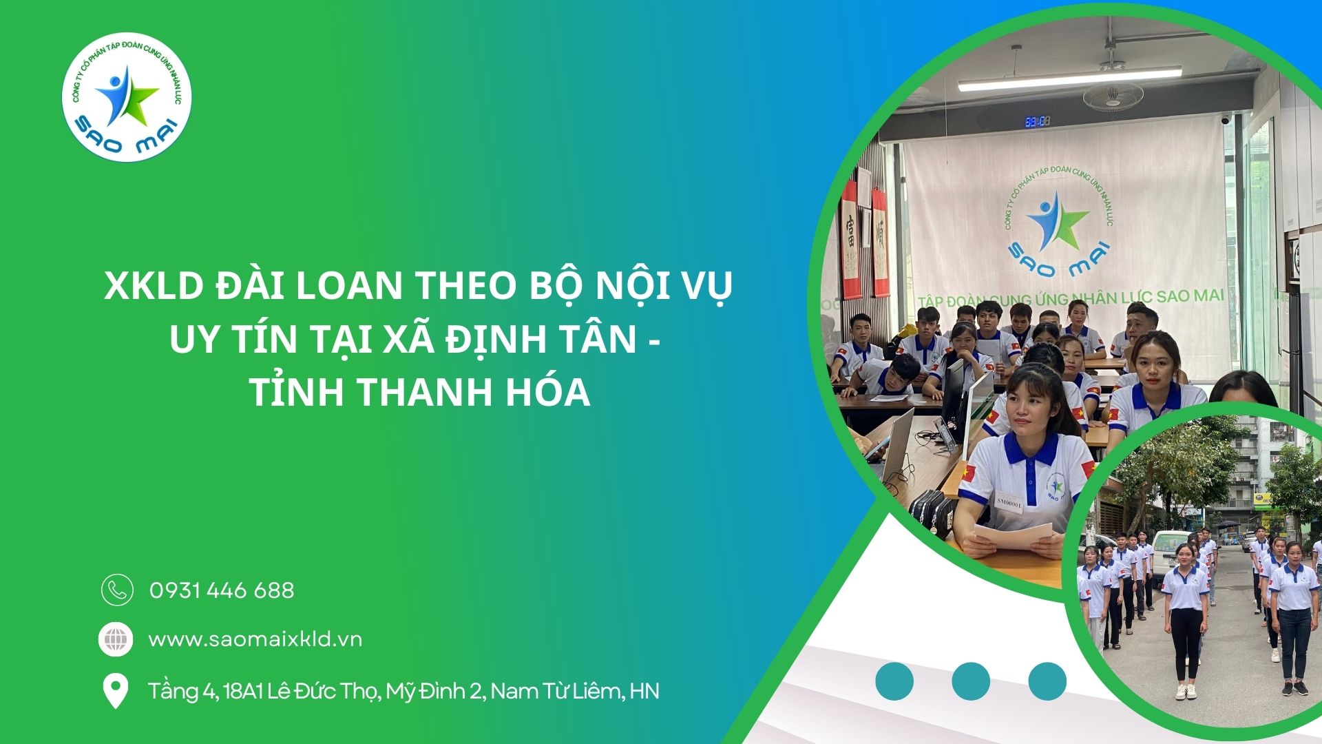 XKLD Đài Loan giấy phép do BLĐTBXH (Bộ Nội vụ) cấp uy tín tại xã Định Tân - tỉnh Thanh Hóa