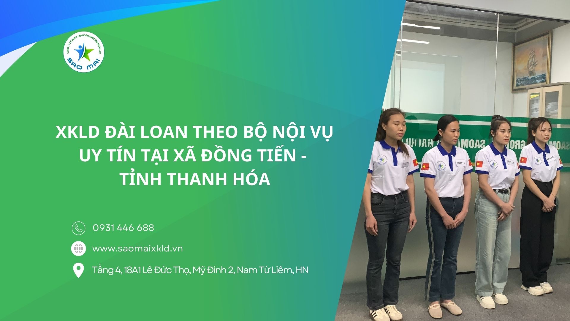 XKLD Đài Loan giấy phép do BLĐTBXH (Bộ Nội vụ) cấp uy tín tại xã Đồng Tiến - tỉnh Thanh Hóa