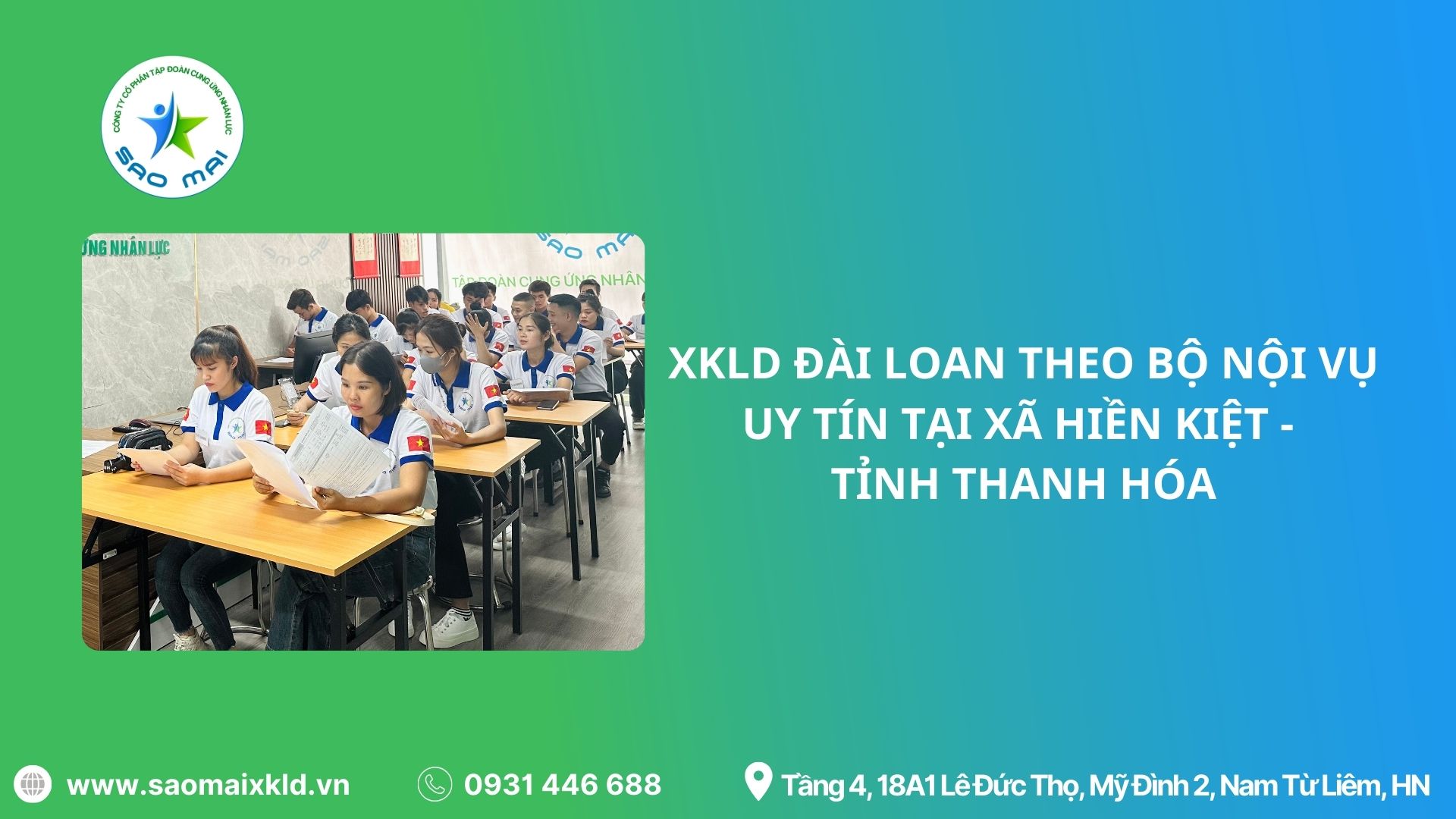 XKLD Đài Loan giấy phép do BLĐTBXH (Bộ Nội vụ) cấp uy tín tại xã Hiền Kiệt - tỉnh Thanh Hóa